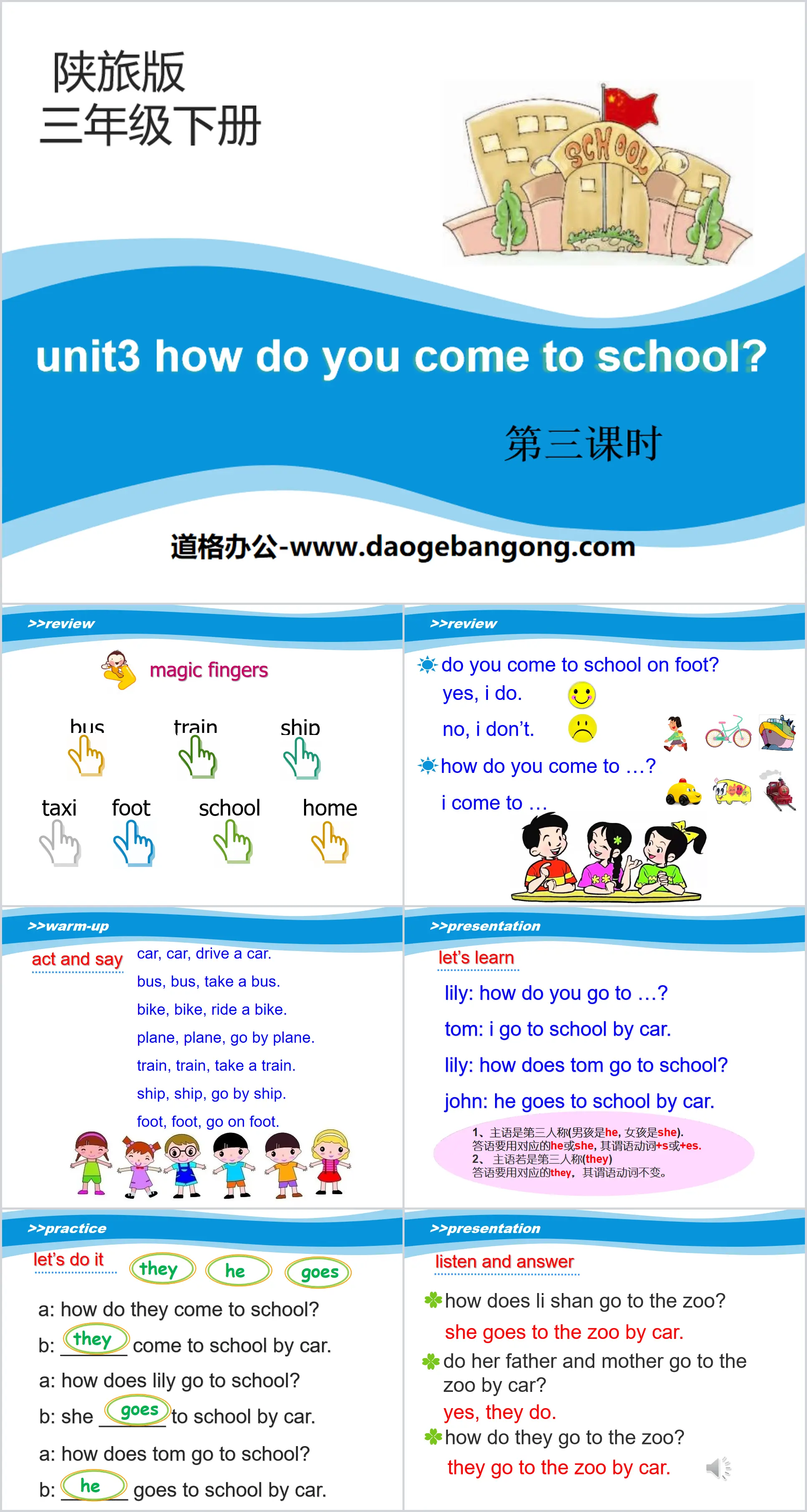 《How Do You Come to School?》PPT下载
