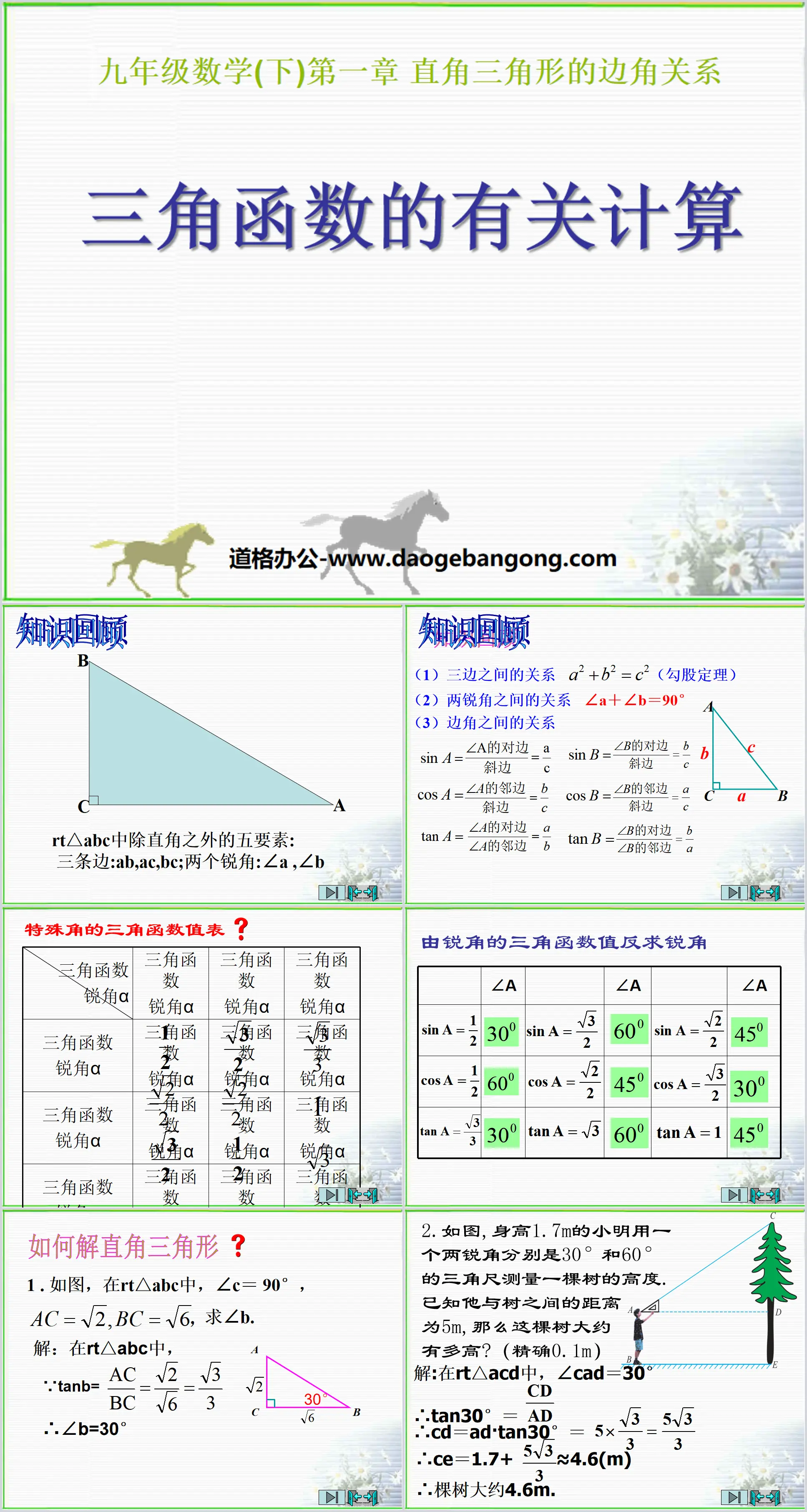 《三角函数的有关计算》直角三角形的边角关系PPT课件2
