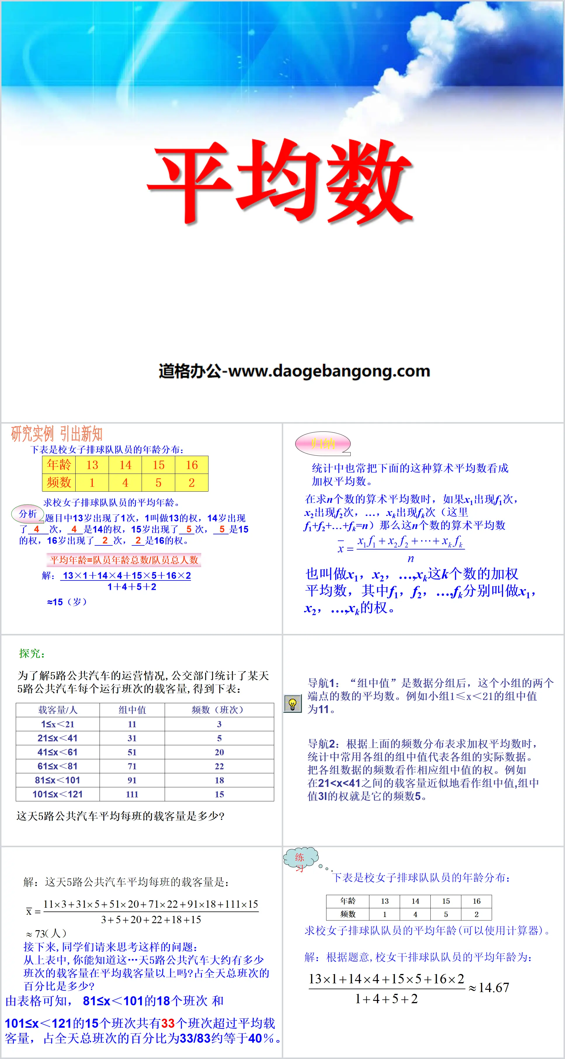 "Average" data analysis PPT courseware 6