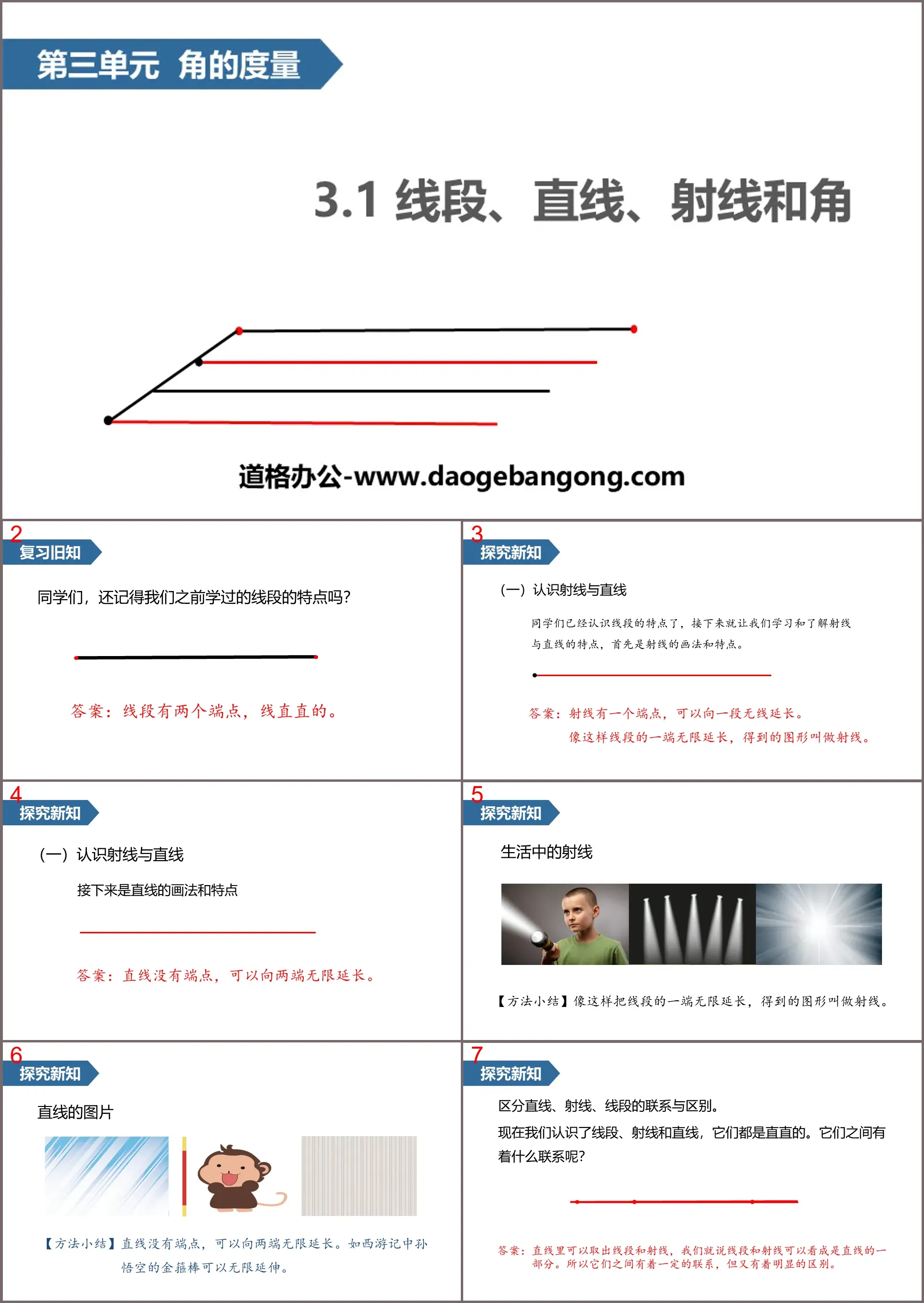 "Line Segment, Straight Line, Ray Angle" Measurement of Angle PPT courseware download