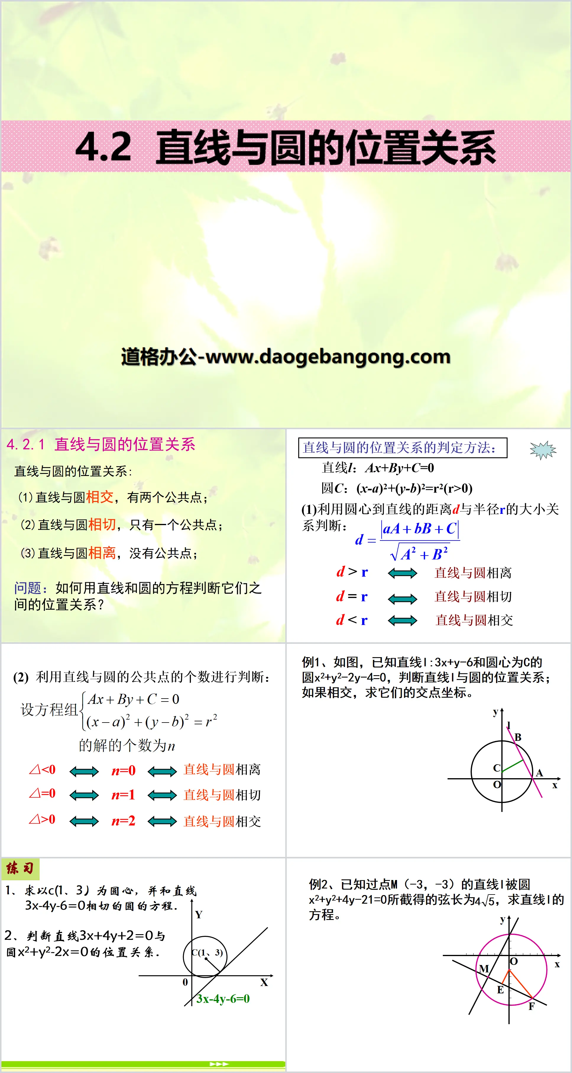 《直線與圓的位置關係》PPT課程下載