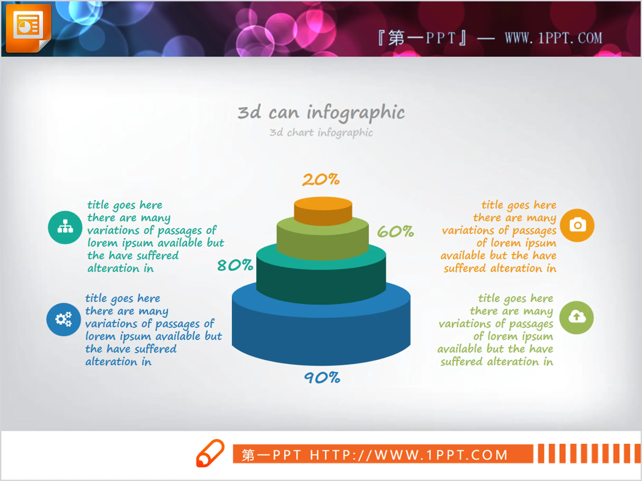 Exquisite cylindrical superposition hierarchical relationship PPT chart