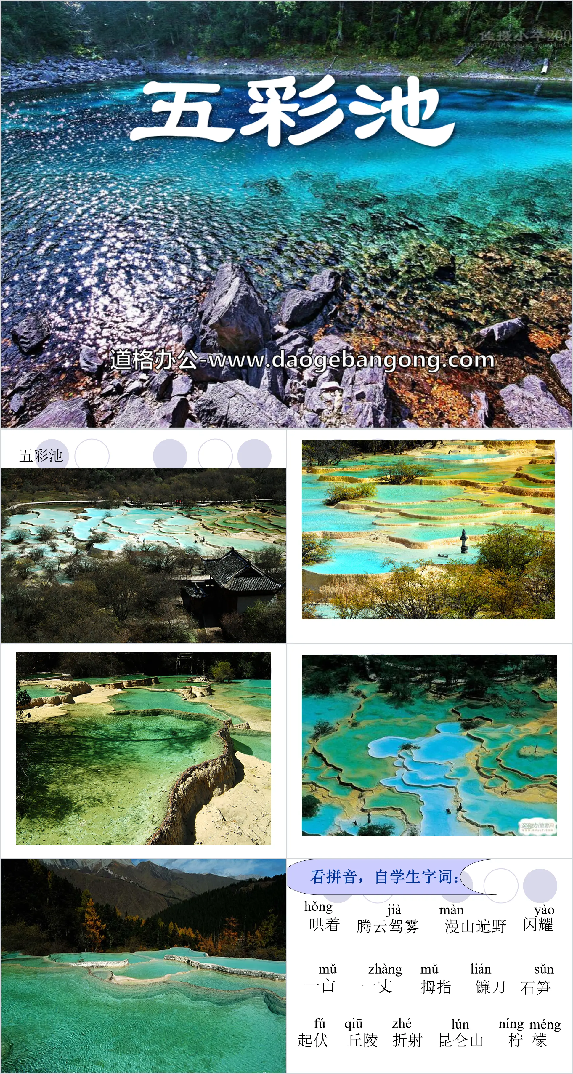 "Five Colorful Pond" PPT Courseware 10