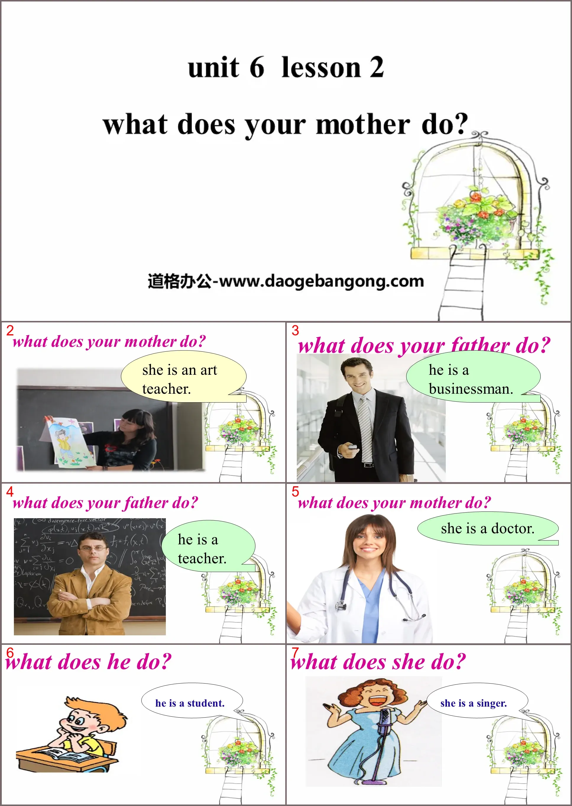 《What does your mother do?》Family PPT课件