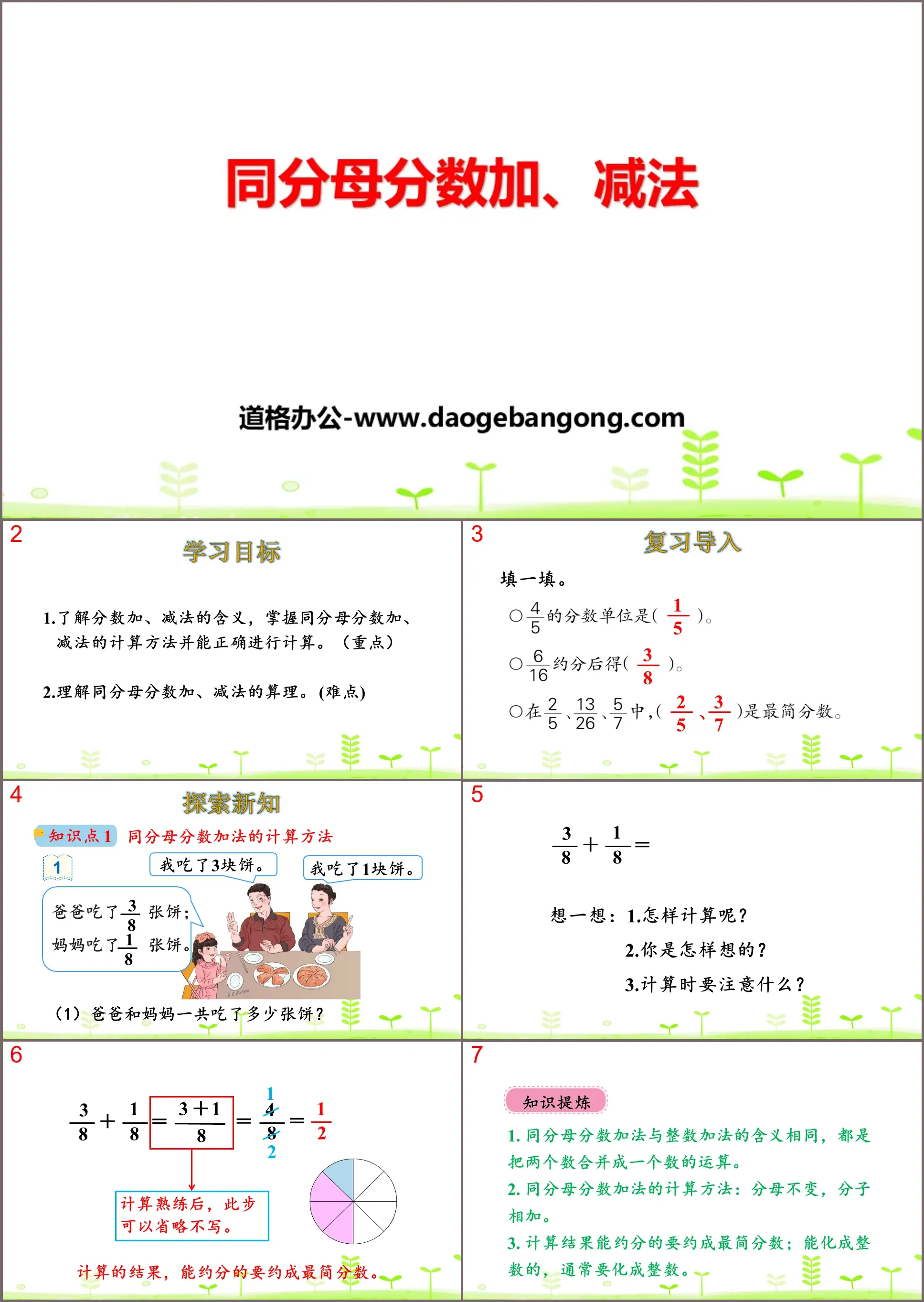 "Adding and subtracting fractions with the same denominator" Addition and subtraction of fractions PPT download