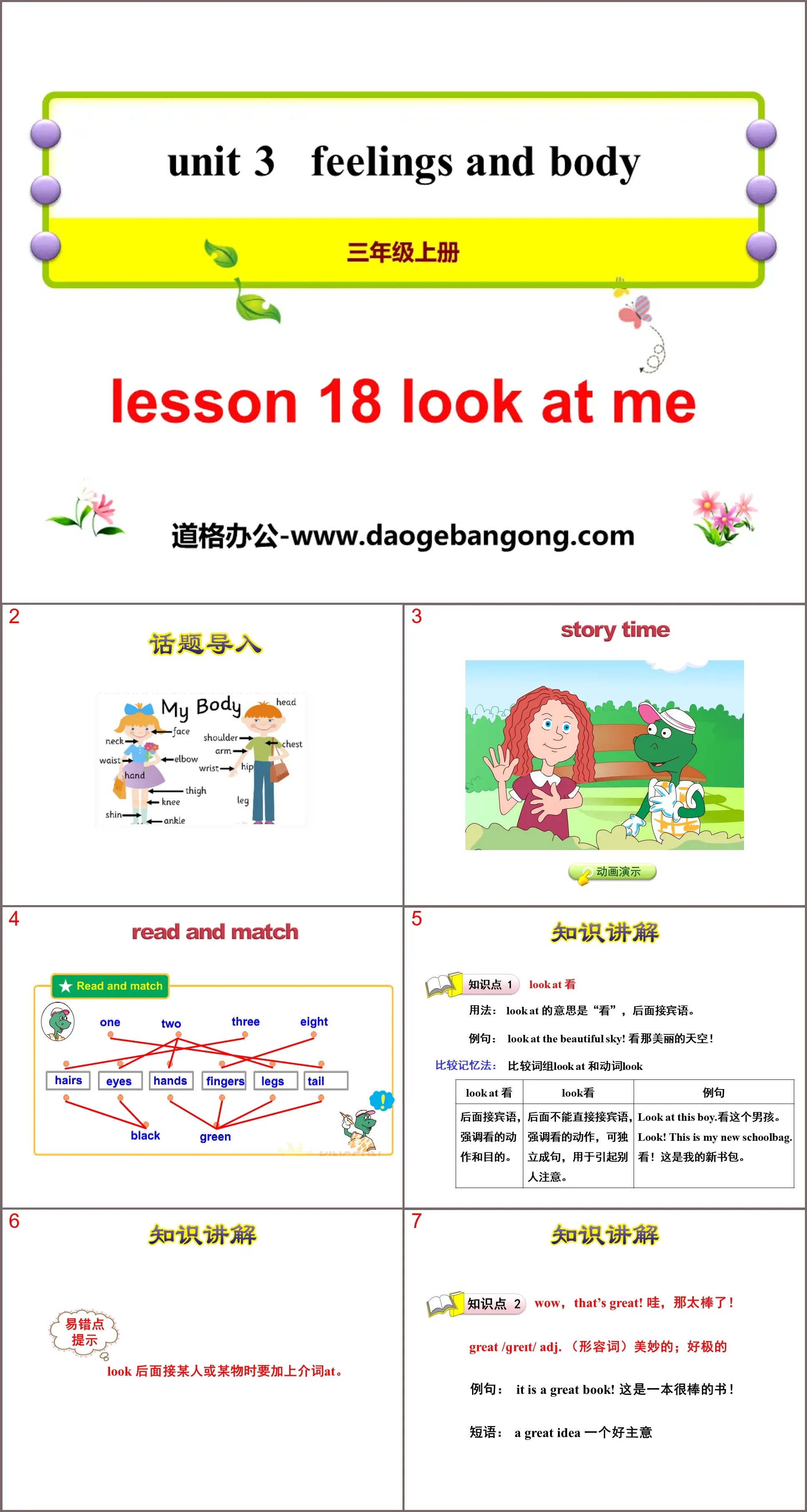 "Look at Me!" Feelings and Body PPT courseware