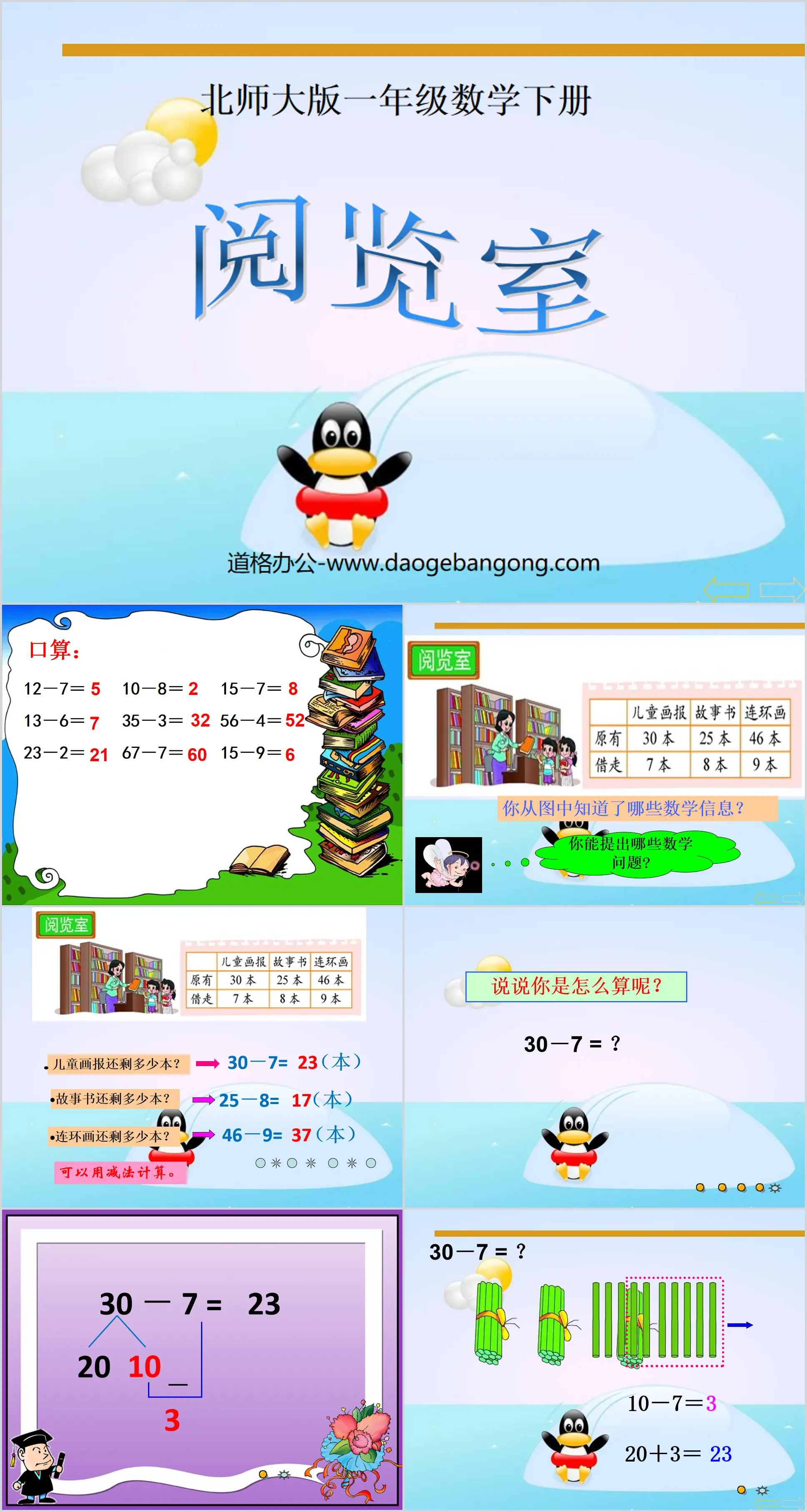 "Reading Room" Addition and Subtraction PPT Courseware 2