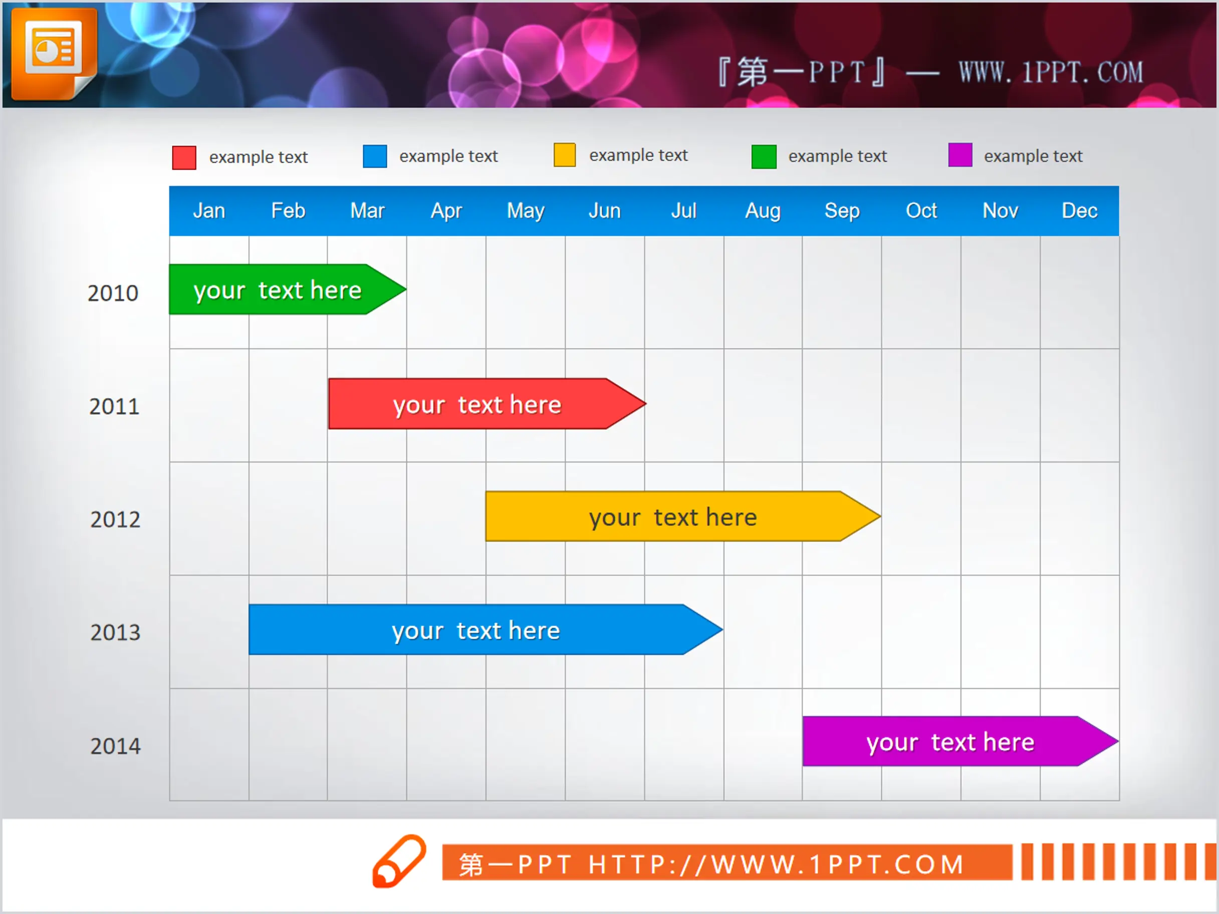 Colorful English December work progress PPT Gantt chart