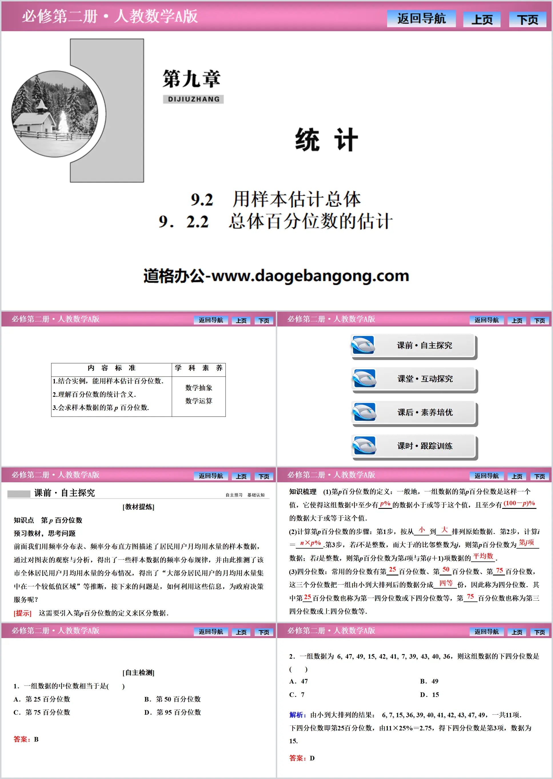 《用樣本估計總體》統計PPT課件(總體百分位數的估計)