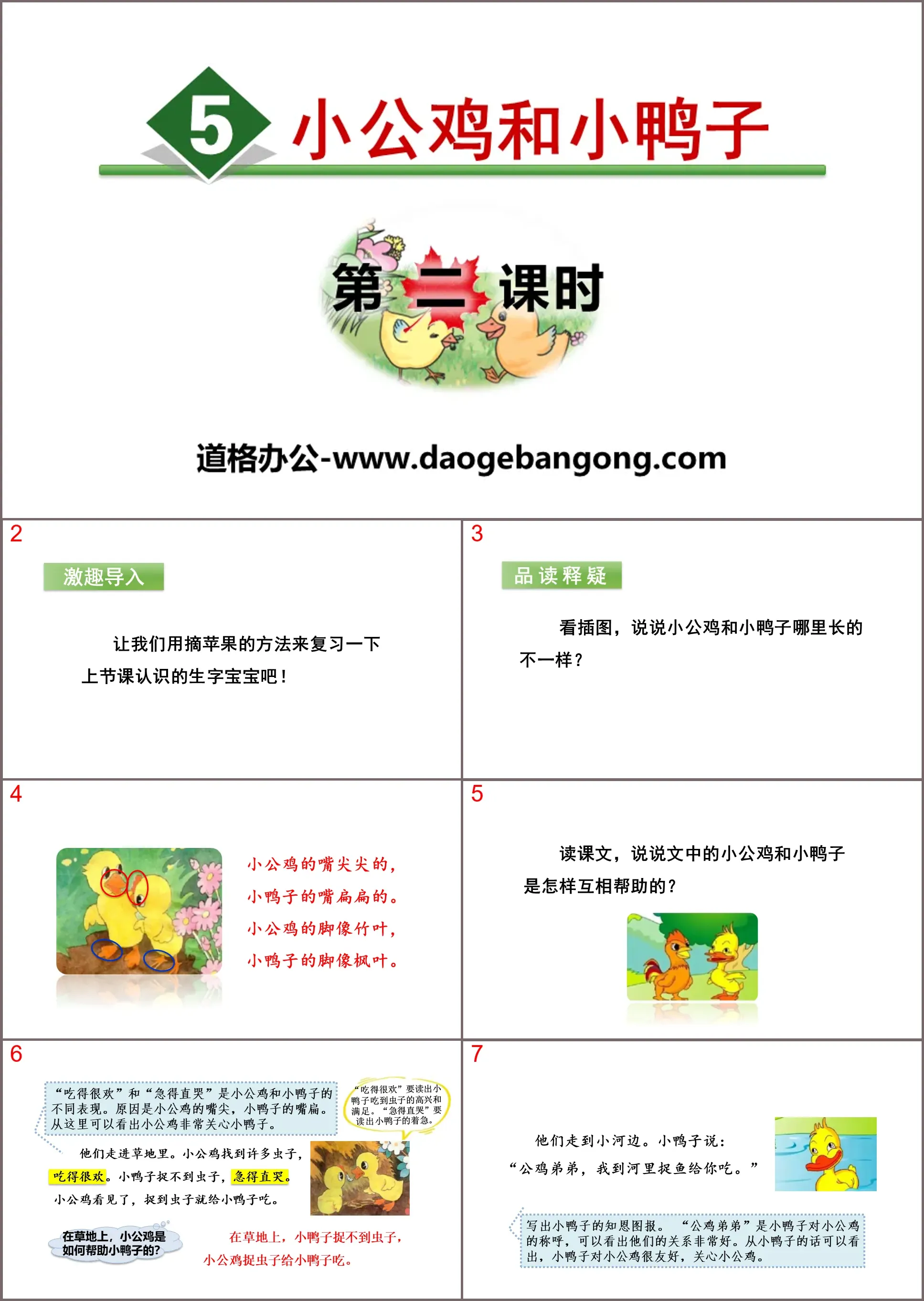 《小公鸡和小鸭子》PPT(第二课时)