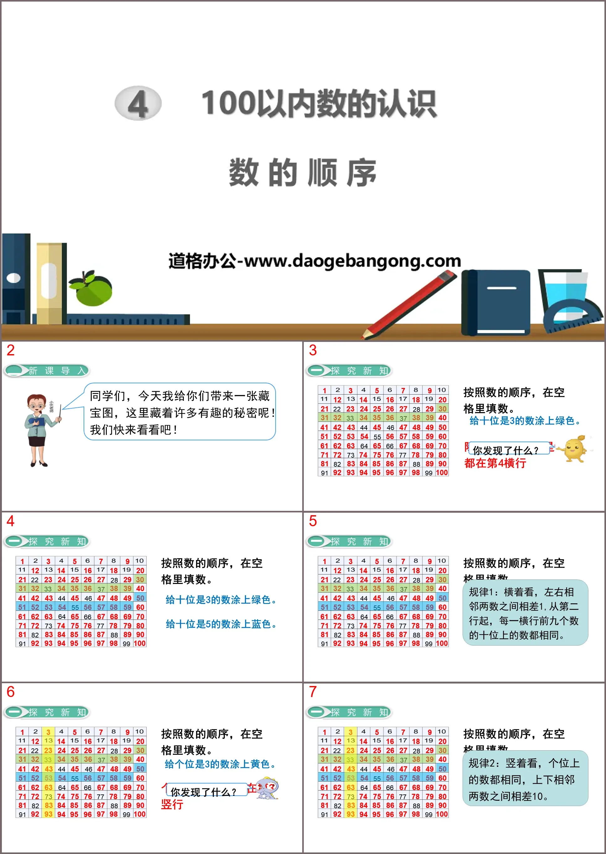 《數的順序》100以內數的認識PPT下載