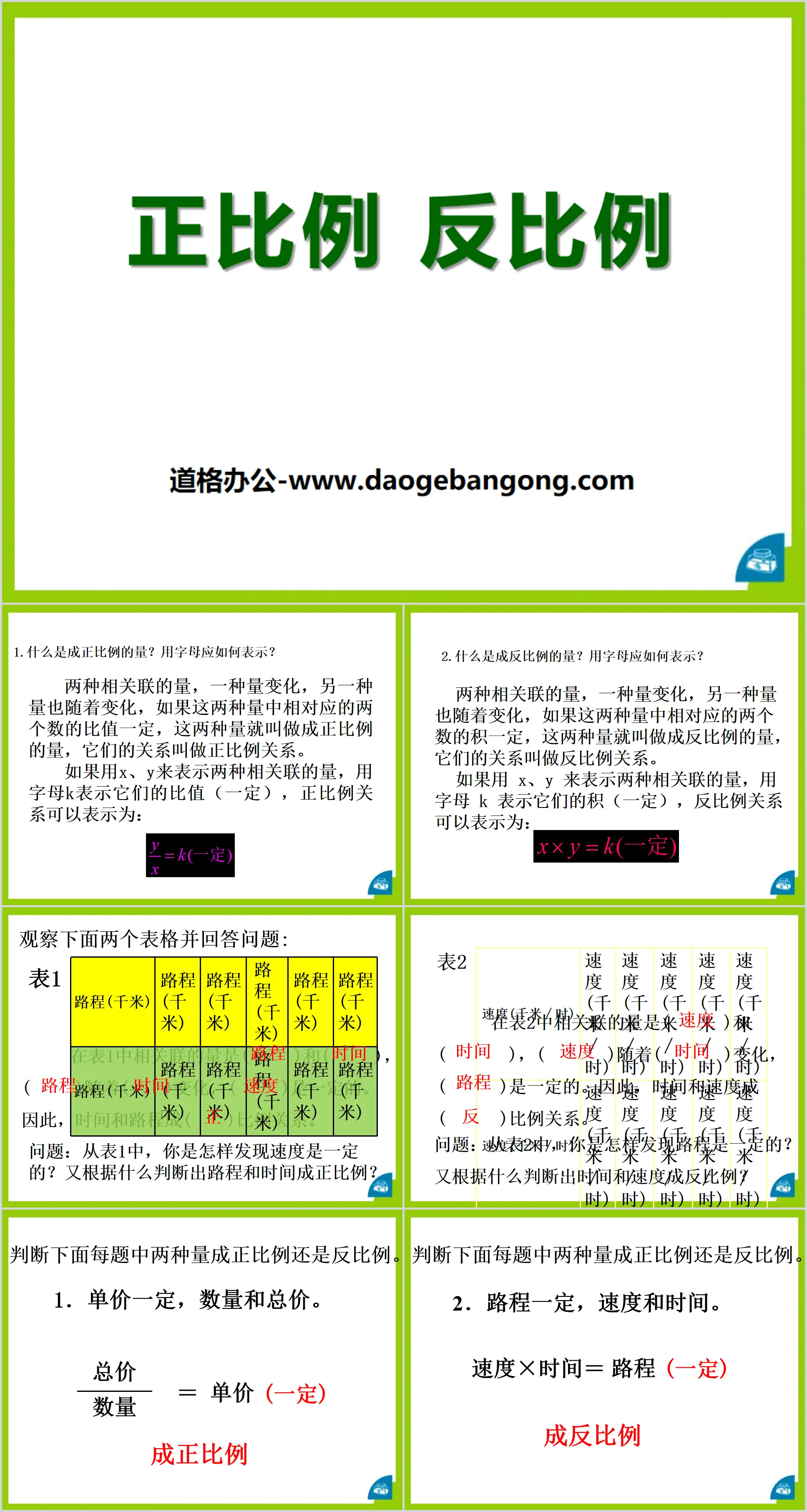 《正比例 反比例》PPT
