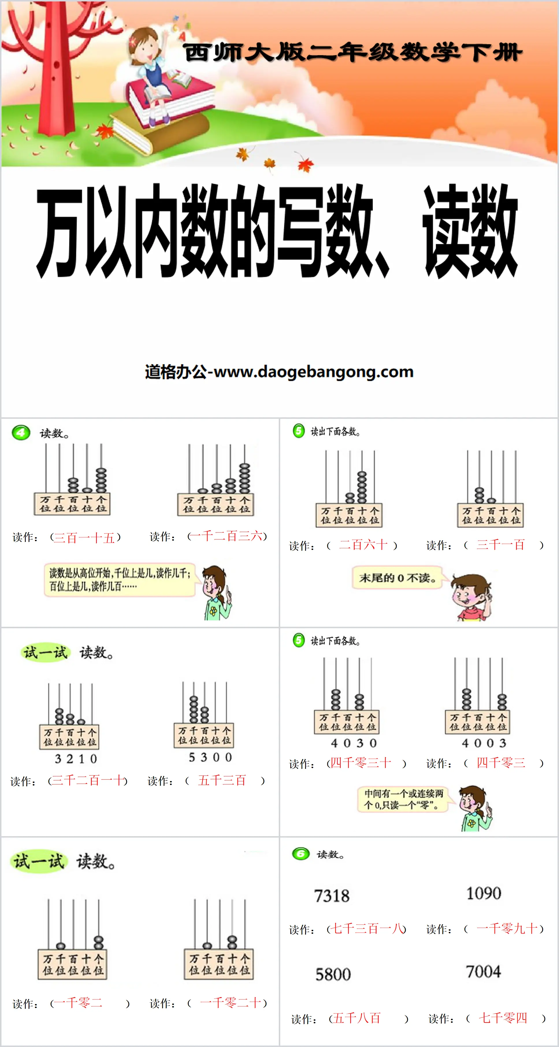 《萬以內數的寫數、讀數》萬以內的數PPT課件2