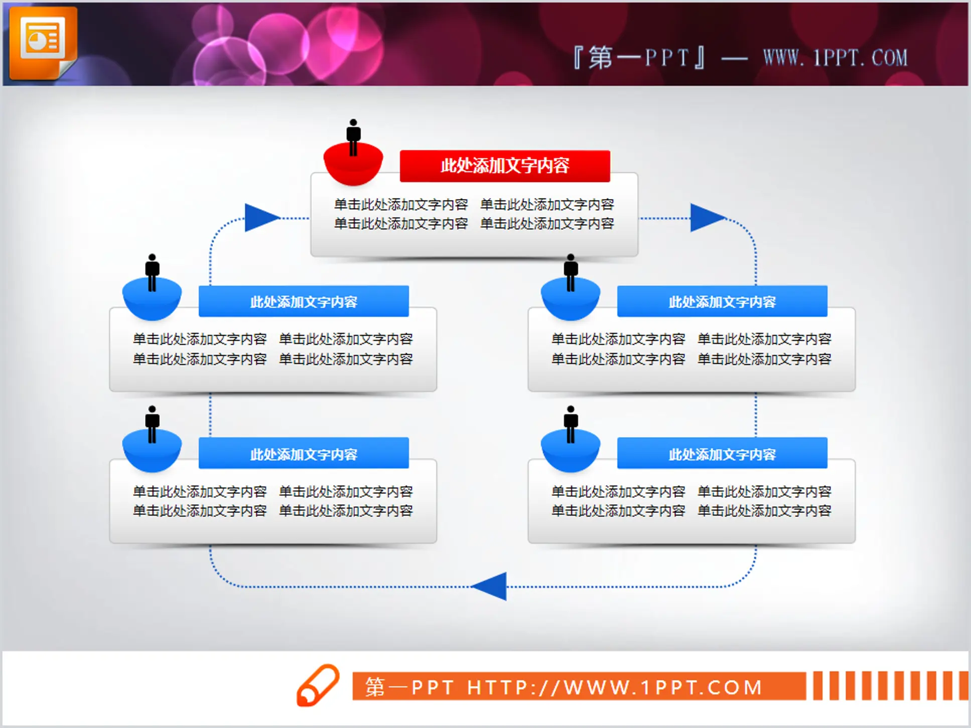 Matériel de diagramme d'architecture d'organigramme PPT exquis avec description textuelle