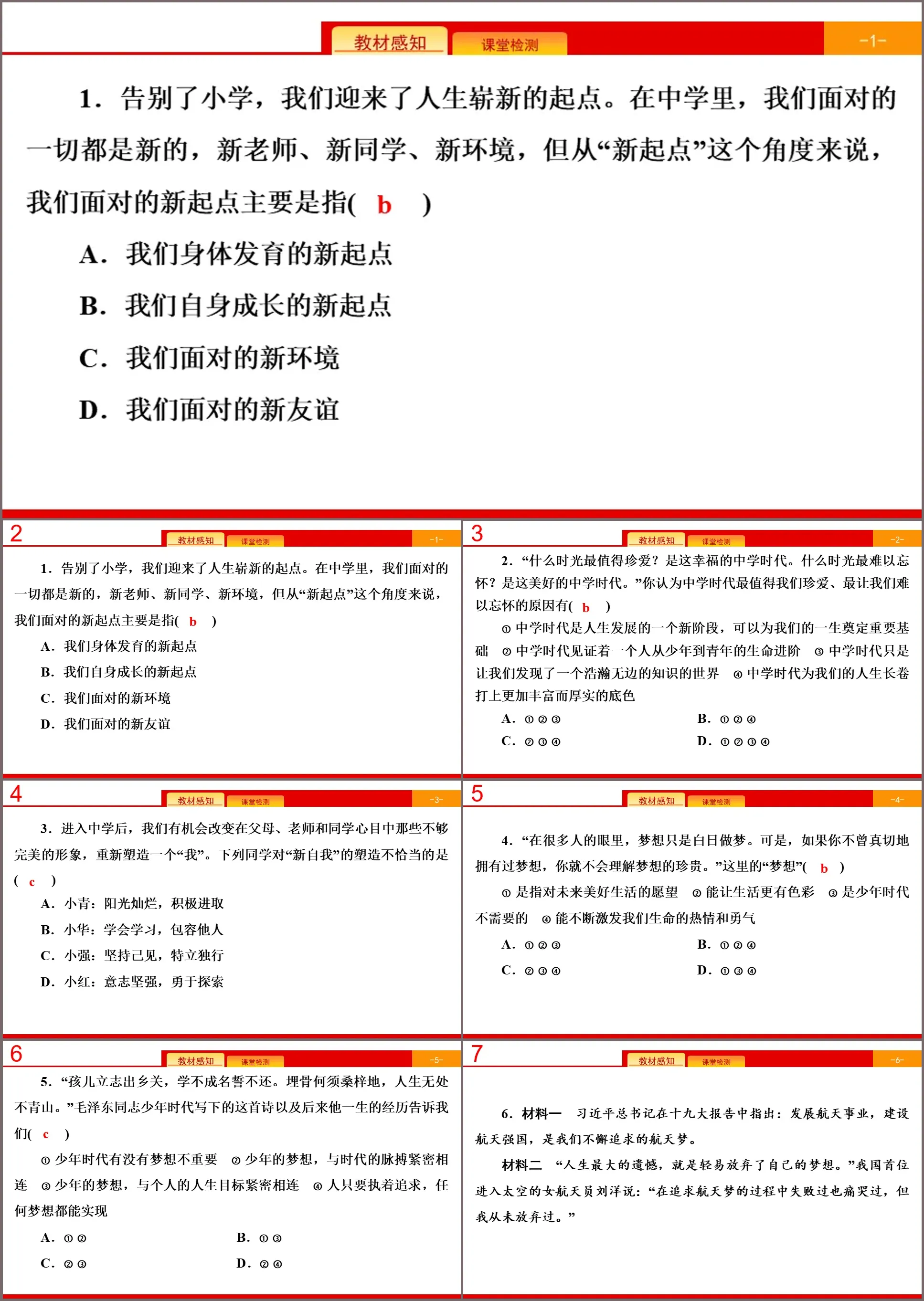 《中学时代》成长的节拍PPT(综合练习)