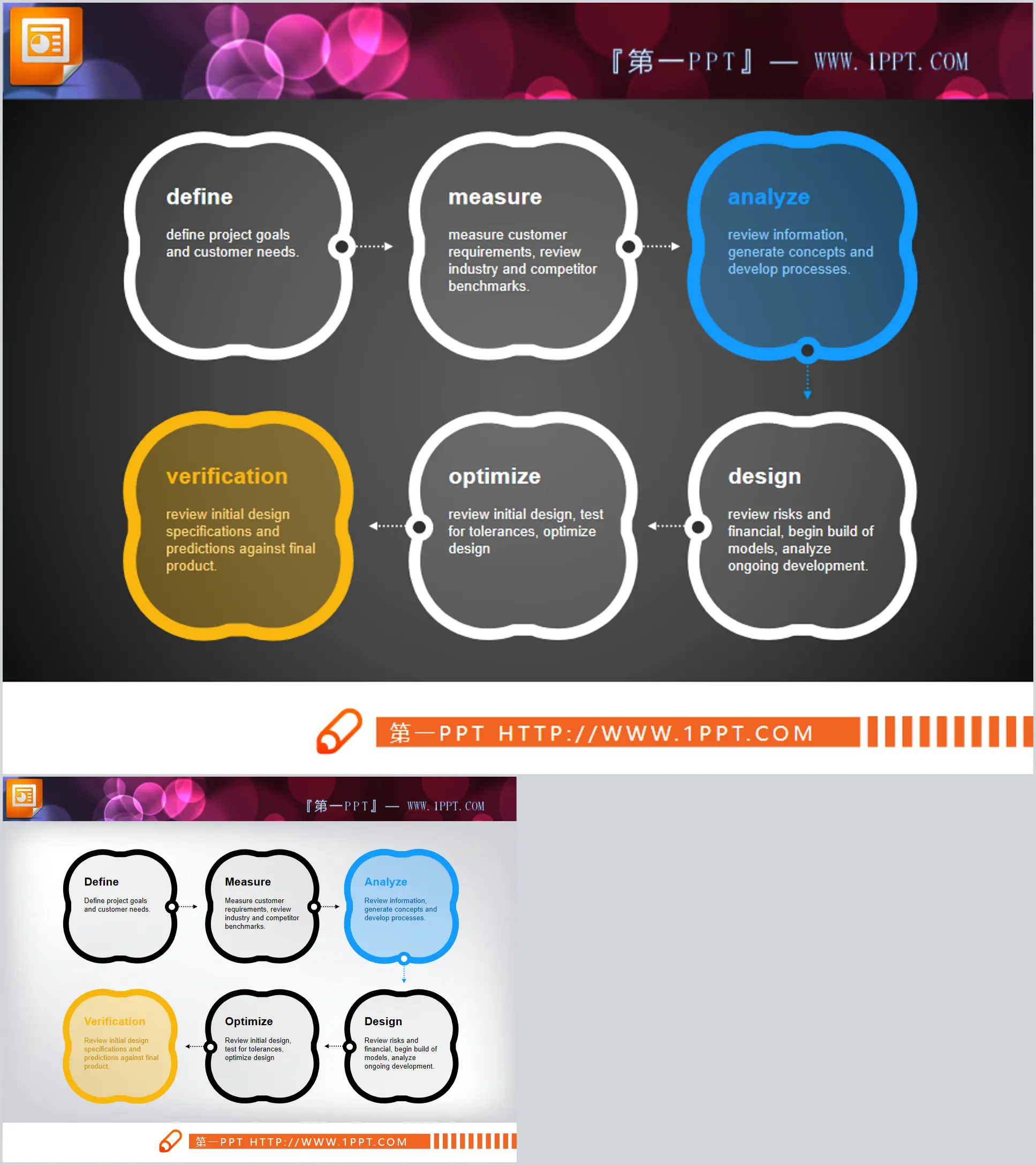 Simple and simple square node PPT flow chart download