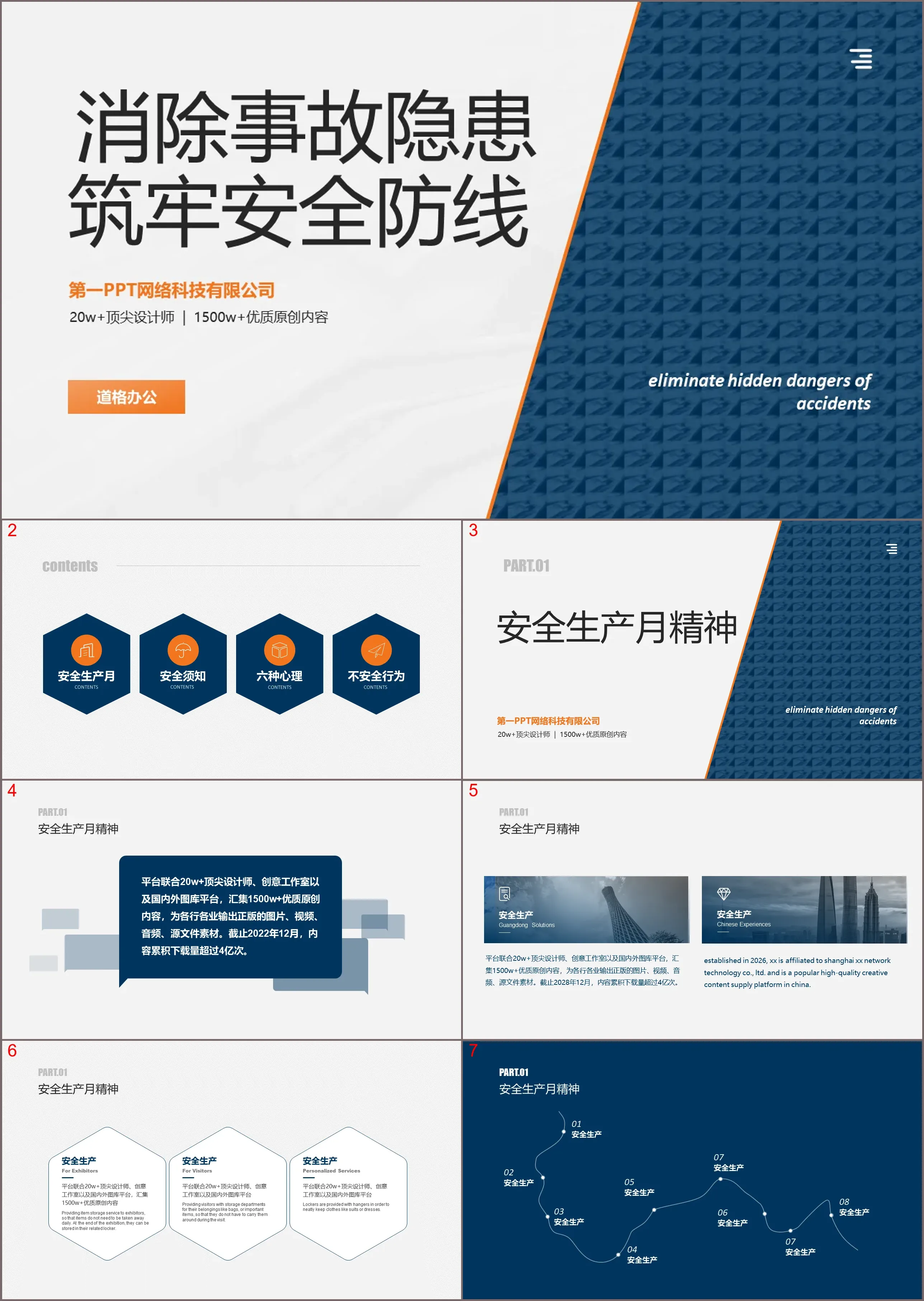Eliminate hidden dangers of accidents and build a solid line of safety defense PPT template