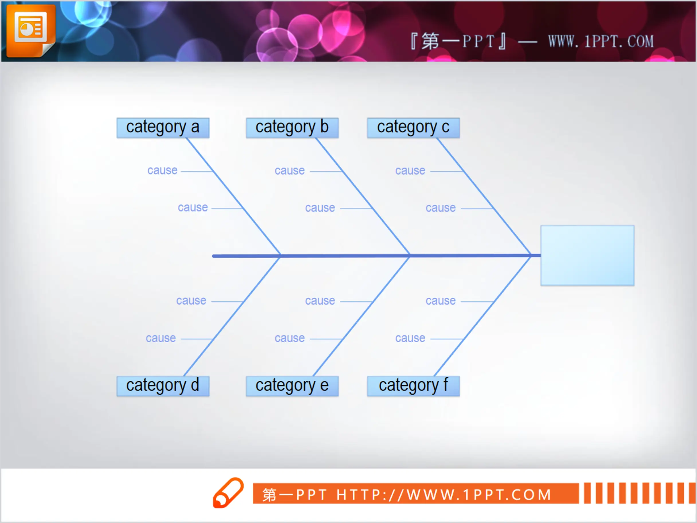 Blue thin line PPT fishbone diagram