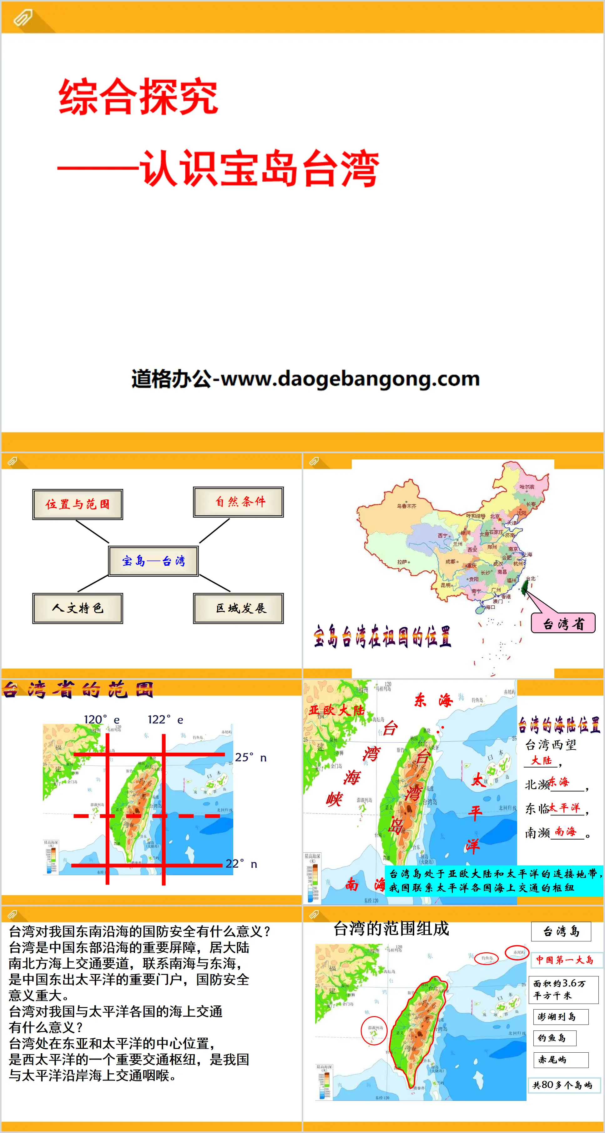 《认识宝岛台湾》中华各族人民的家园PPT
