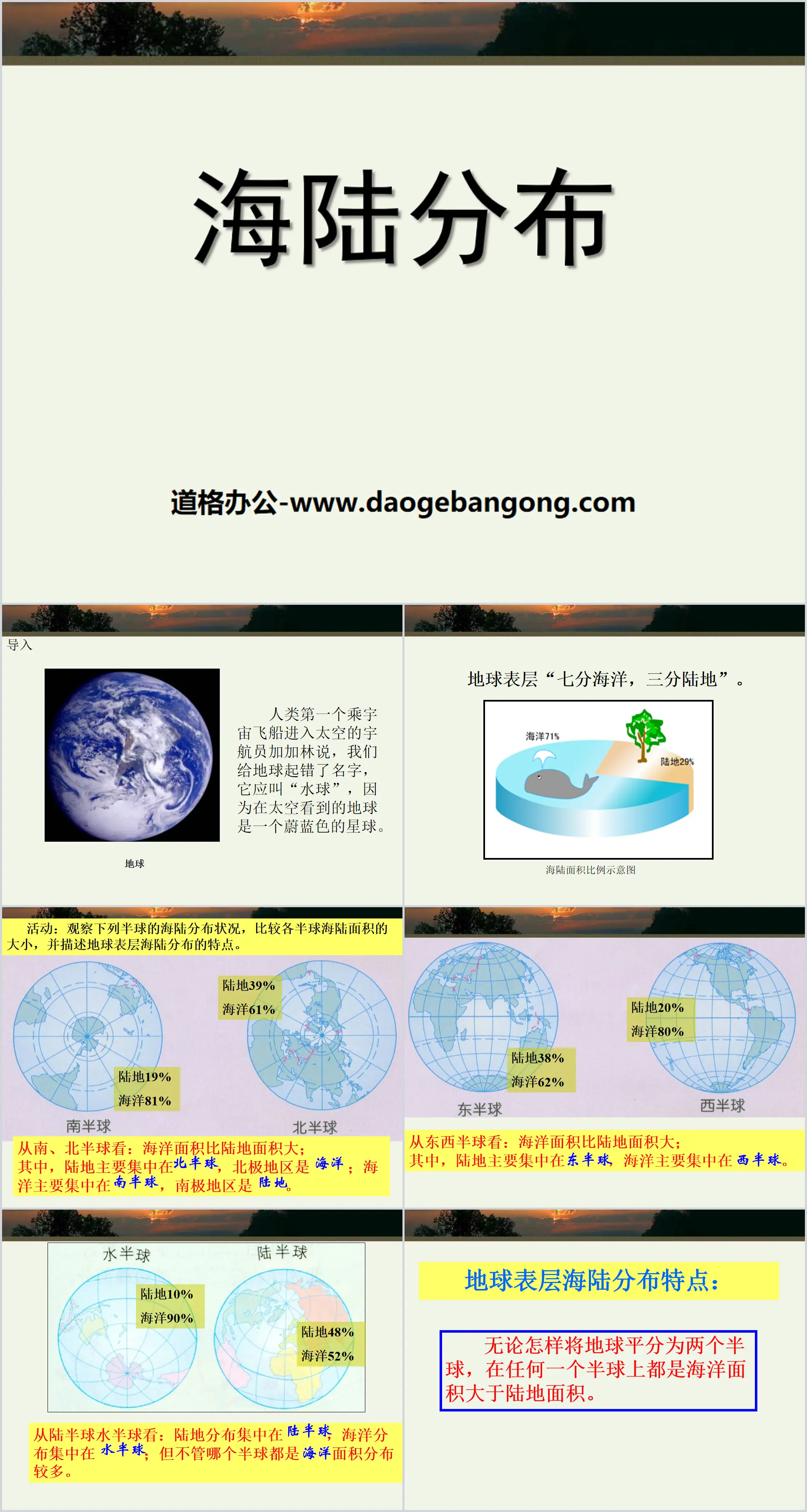 《海陆分布》PPT
