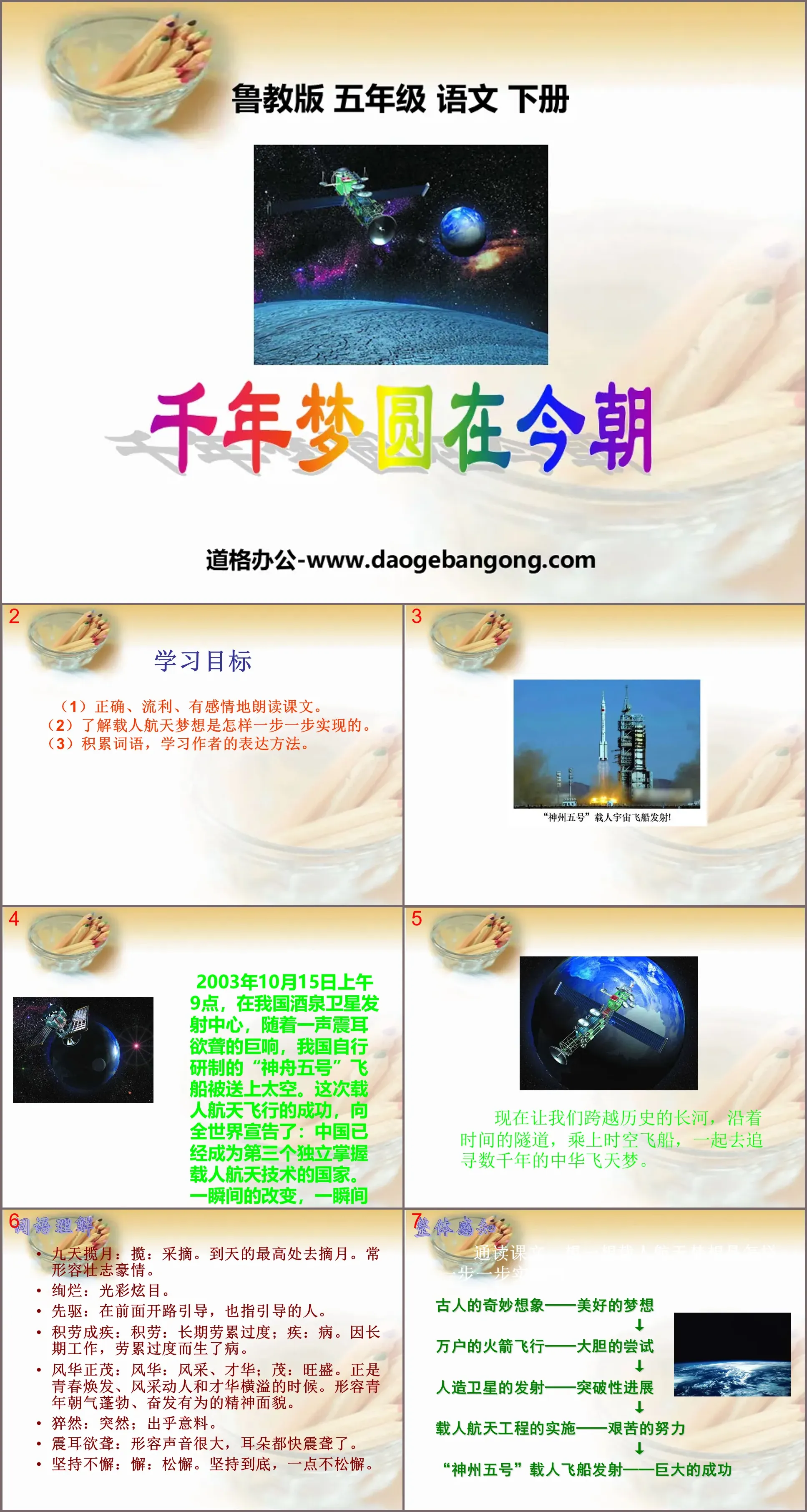 "Millennium Dream Comes True Today" PPT courseware 7