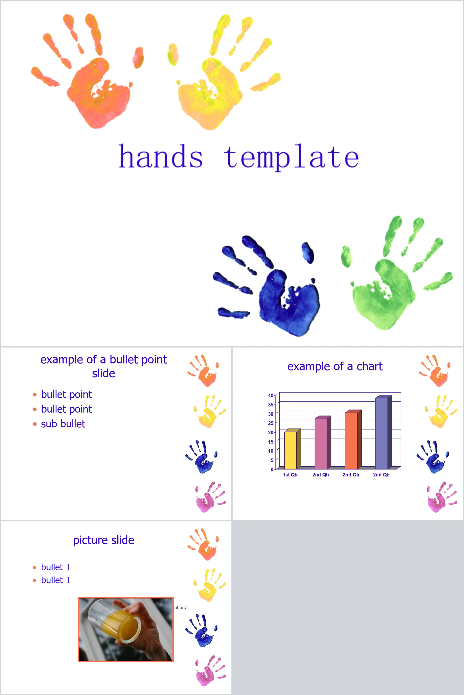 Téléchargement du modèle PPT d'art d'empreinte de main de peinture couleur