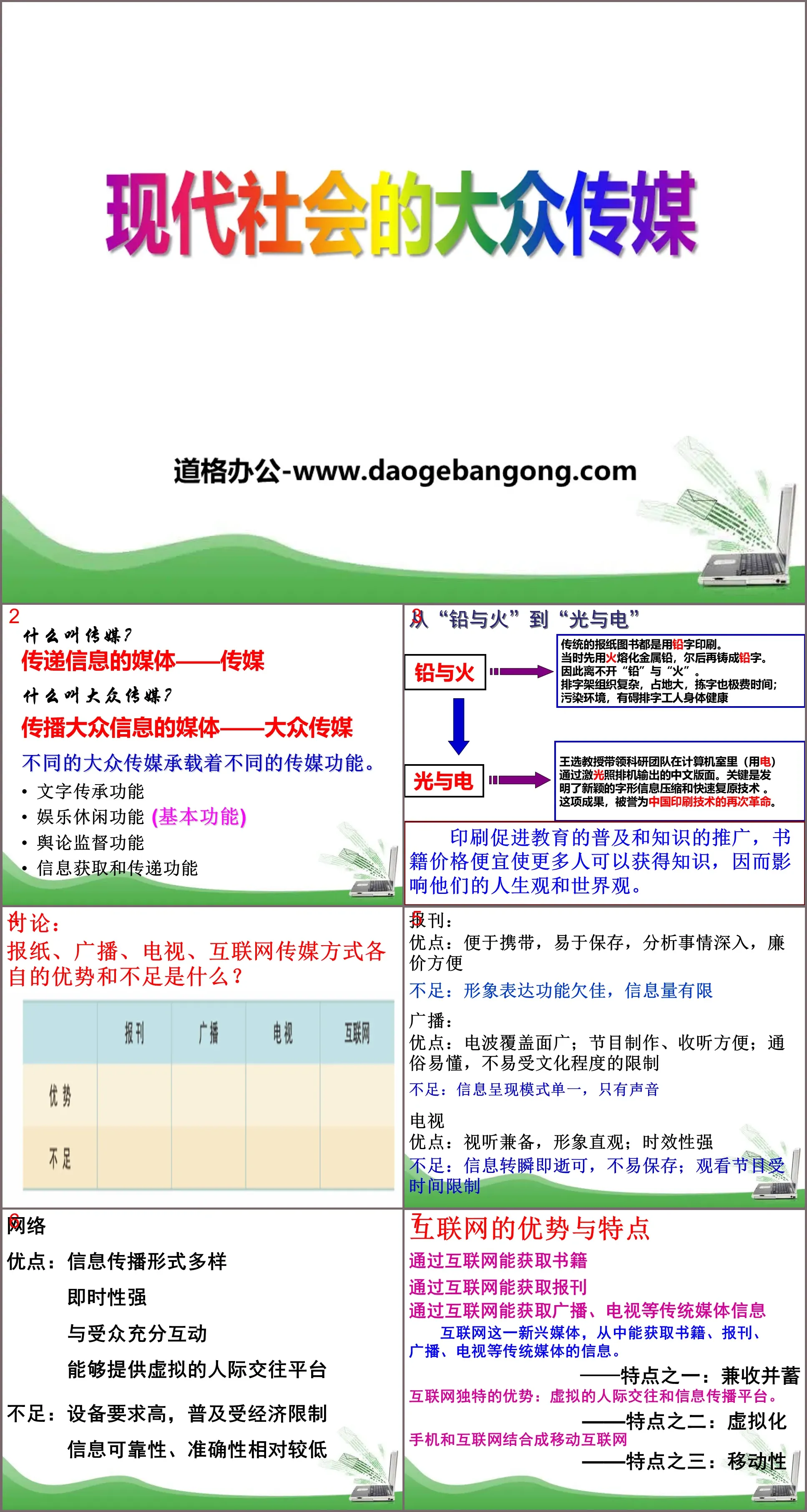 《现代社会的大众传媒》生活的变化PPT