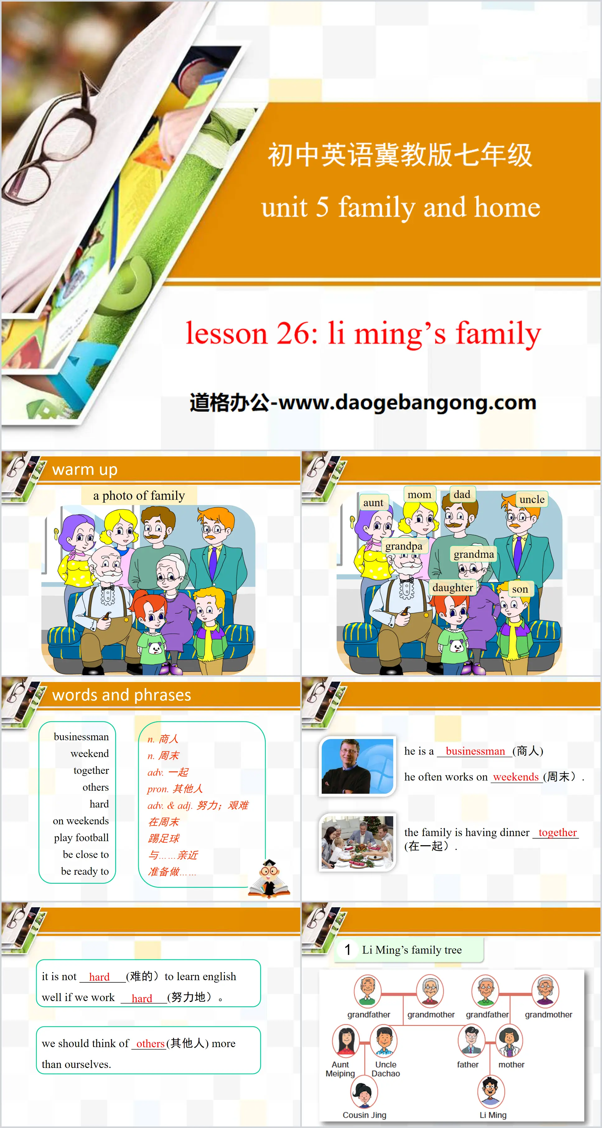 《Li Ming's Family》Family and Home PPT
