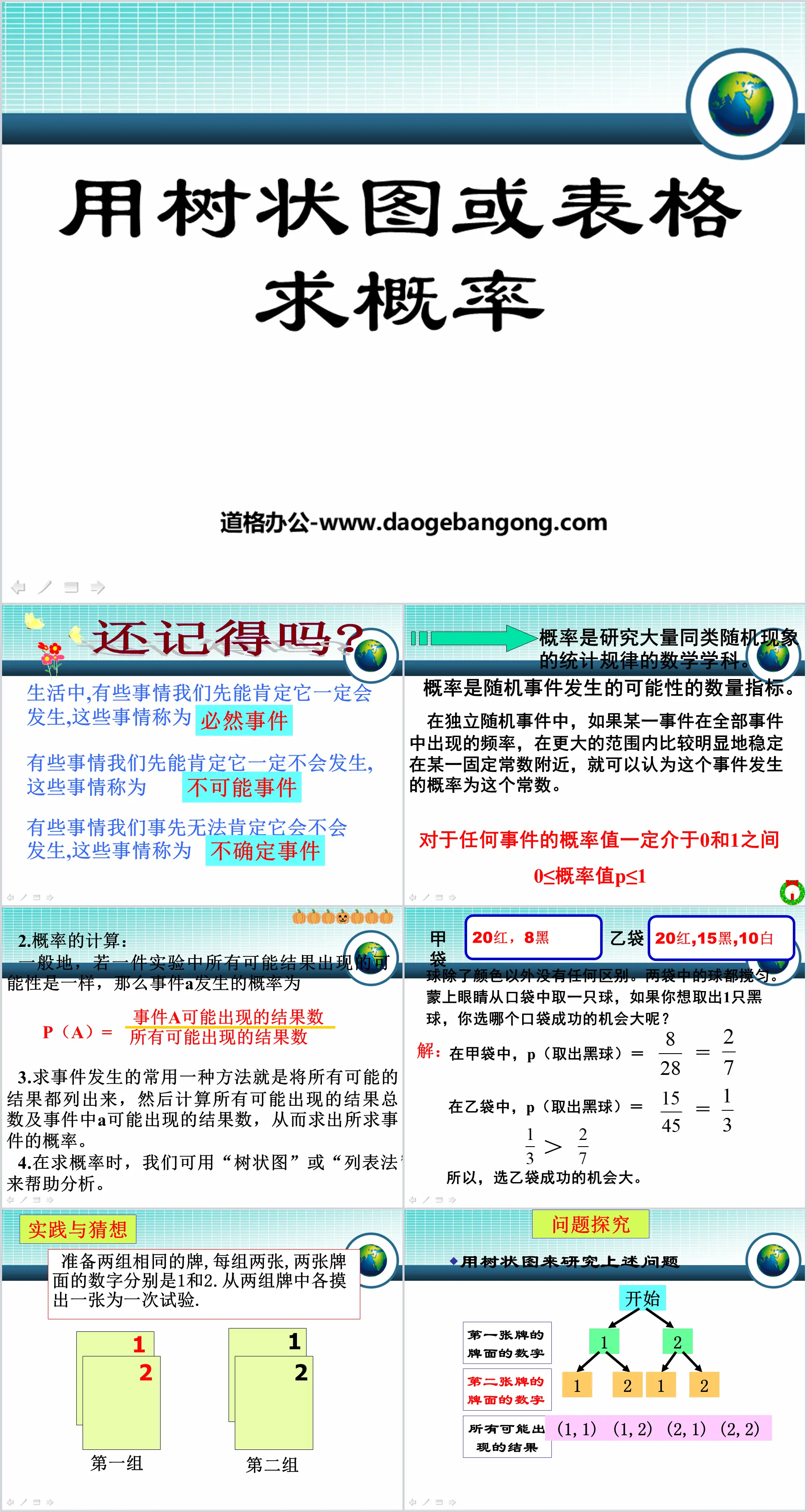 《用樹狀圖或表格求機率》機率的進一步認識PPT課件2