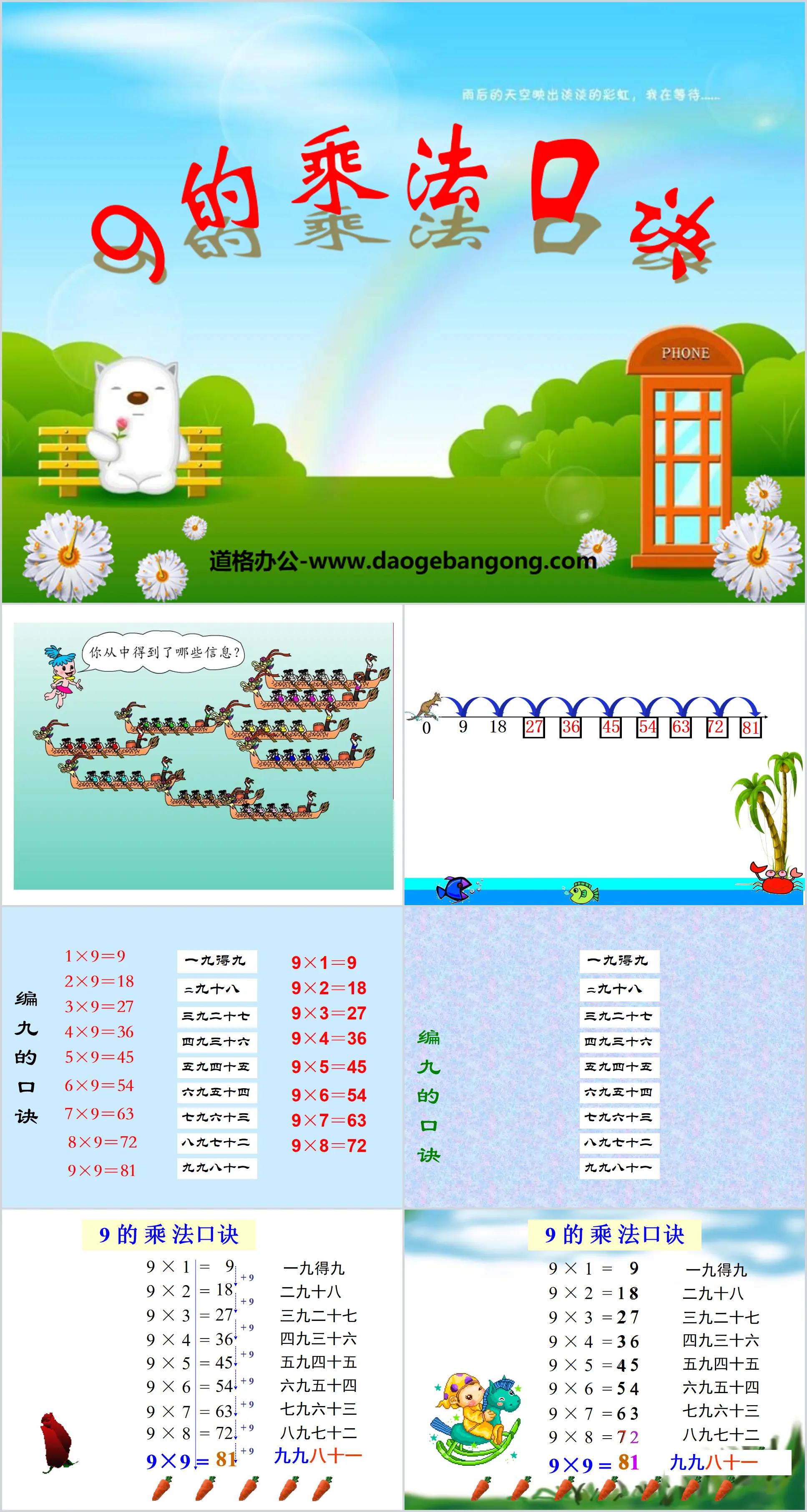 《9的乘法口訣》表內乘法與表內除法PPT課件
