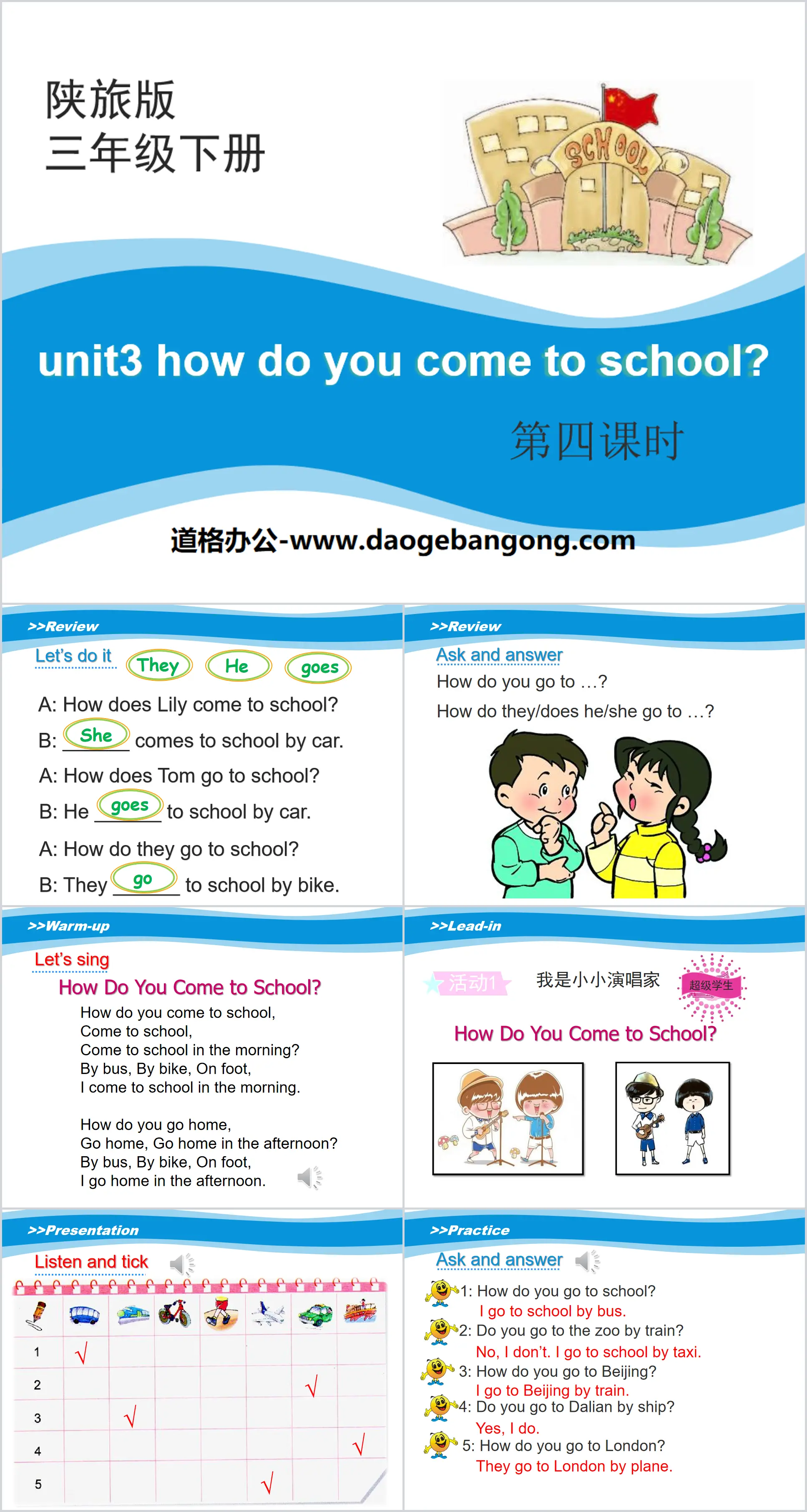 "How Do You Come to School?" PPT courseware download