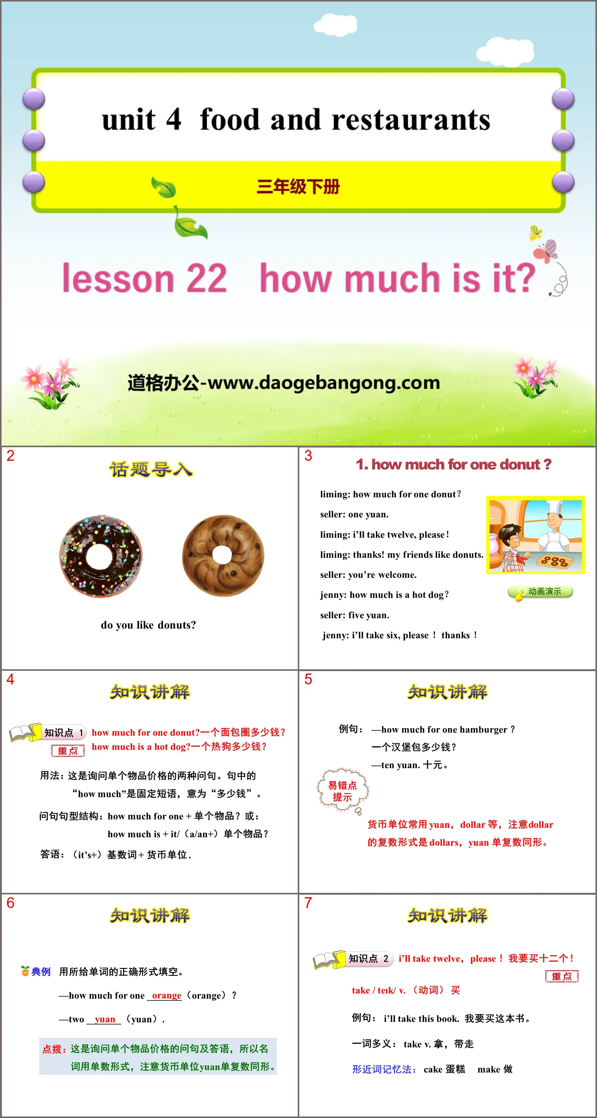 《How much is it?》Food and Restaurants PPT