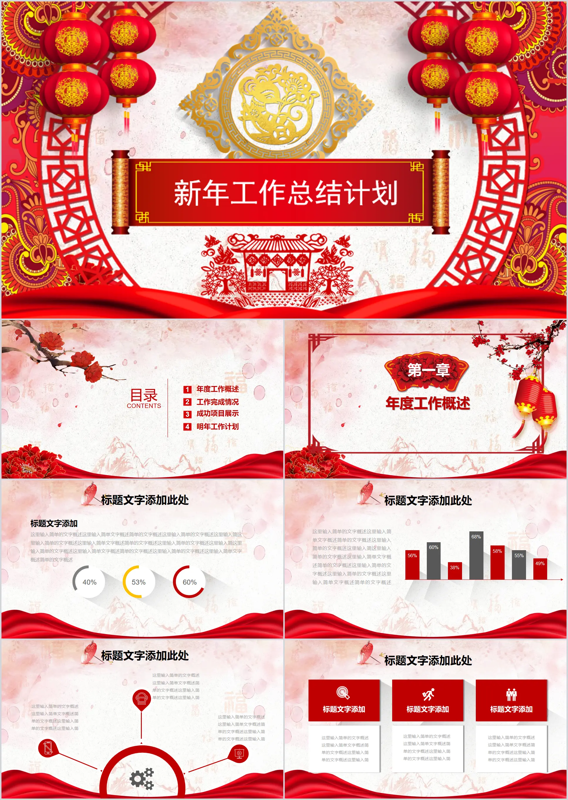 Happy Year of the Rat Year-end work summary New Year work plan PPT template