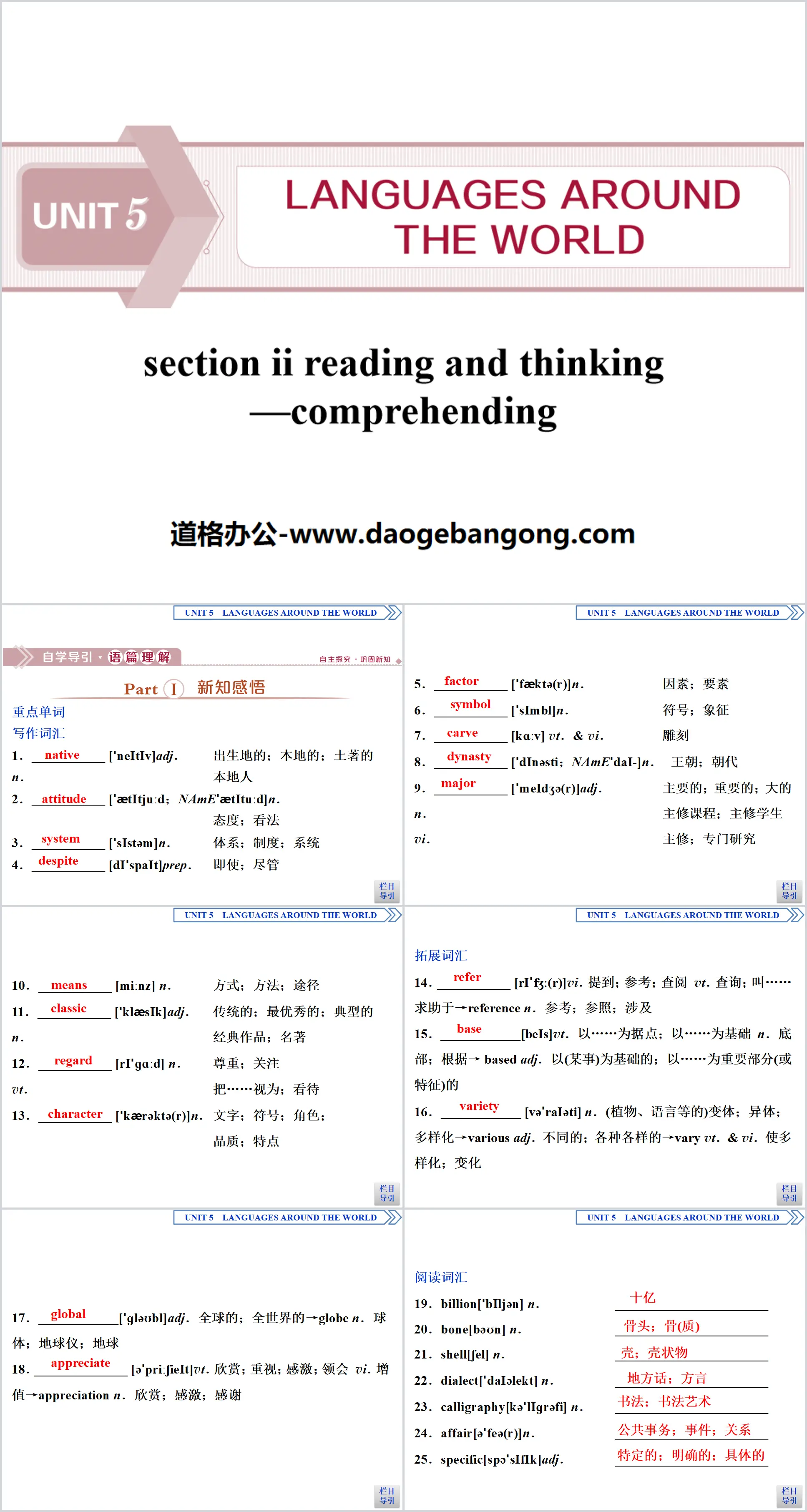 "Languages ​​Around The World" Reading and Thinking PPT download