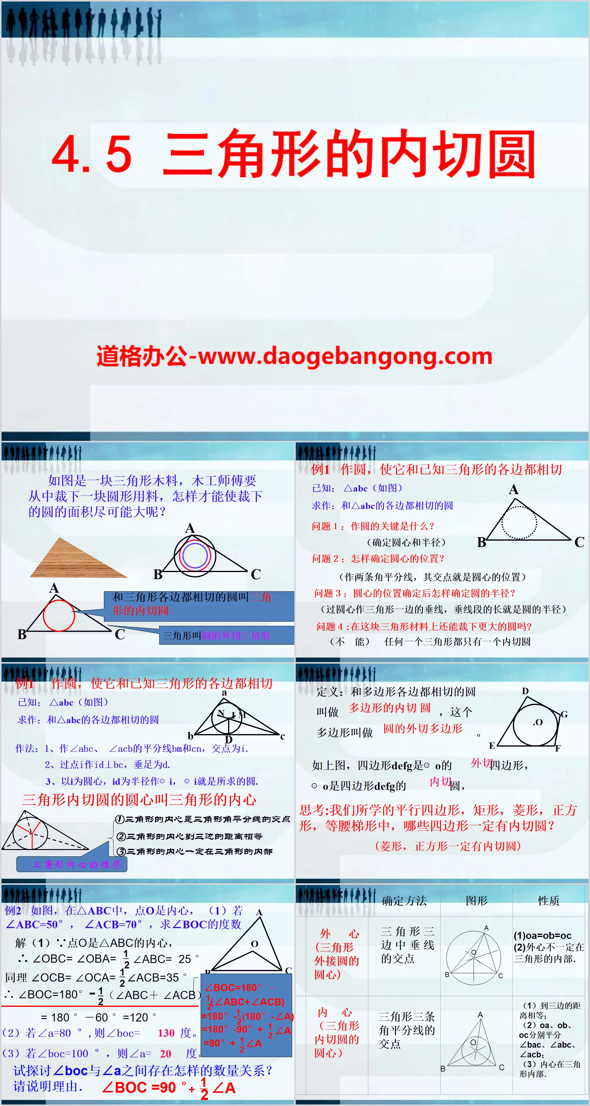 《三角形的内切圆》PPT课件
