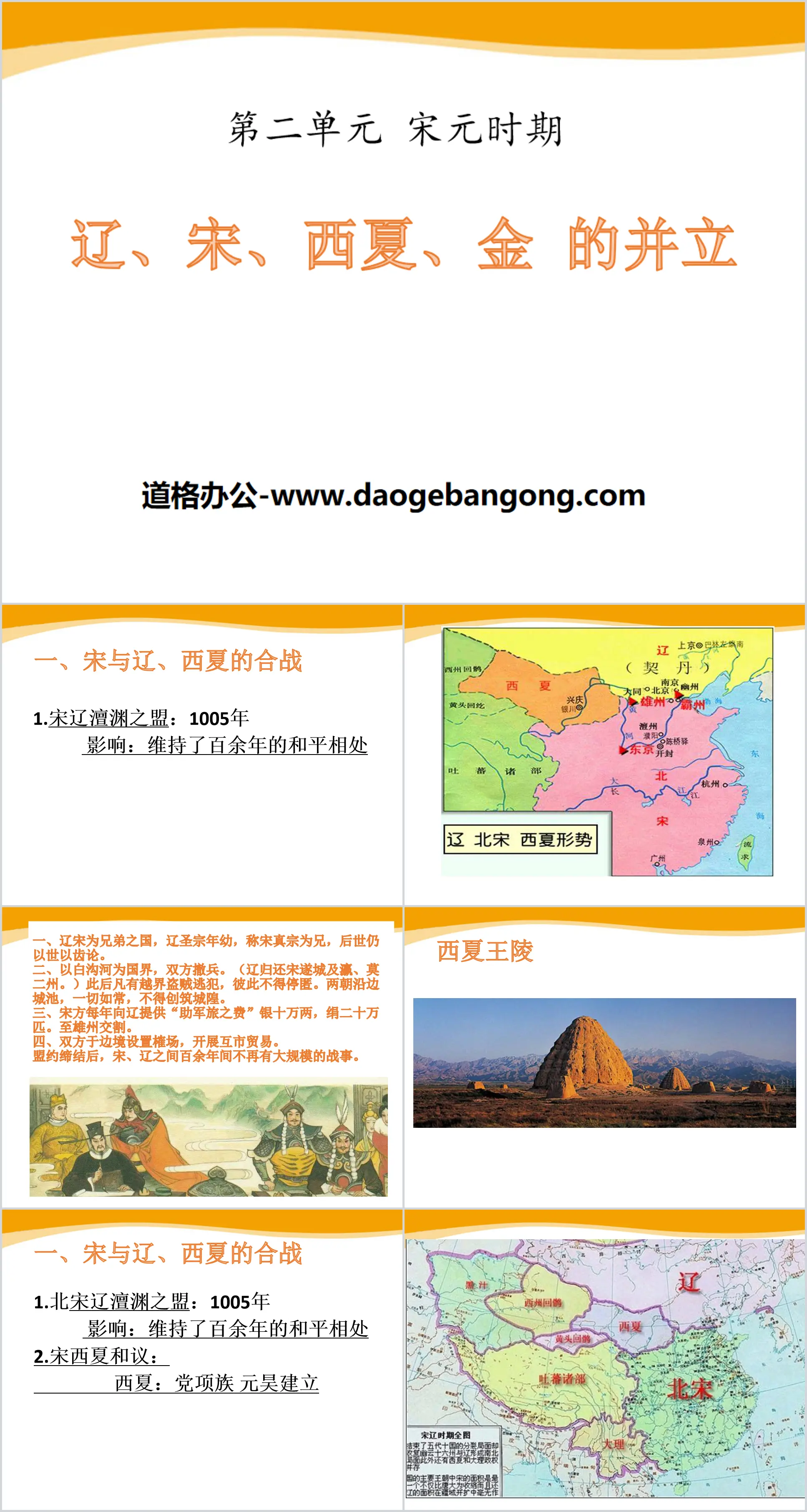 "The Coexistence of Liao, Song, Xixia, and Jin" PPT courseware 3 during the Song and Yuan Dynasties