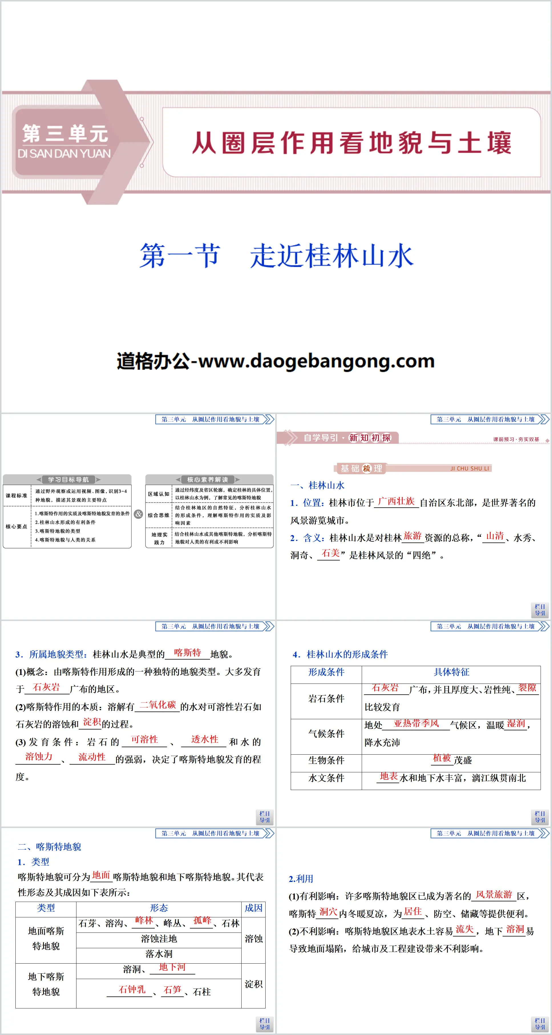 《走近桂林山水》从圈层作用看地貌与土壤PPT下载
