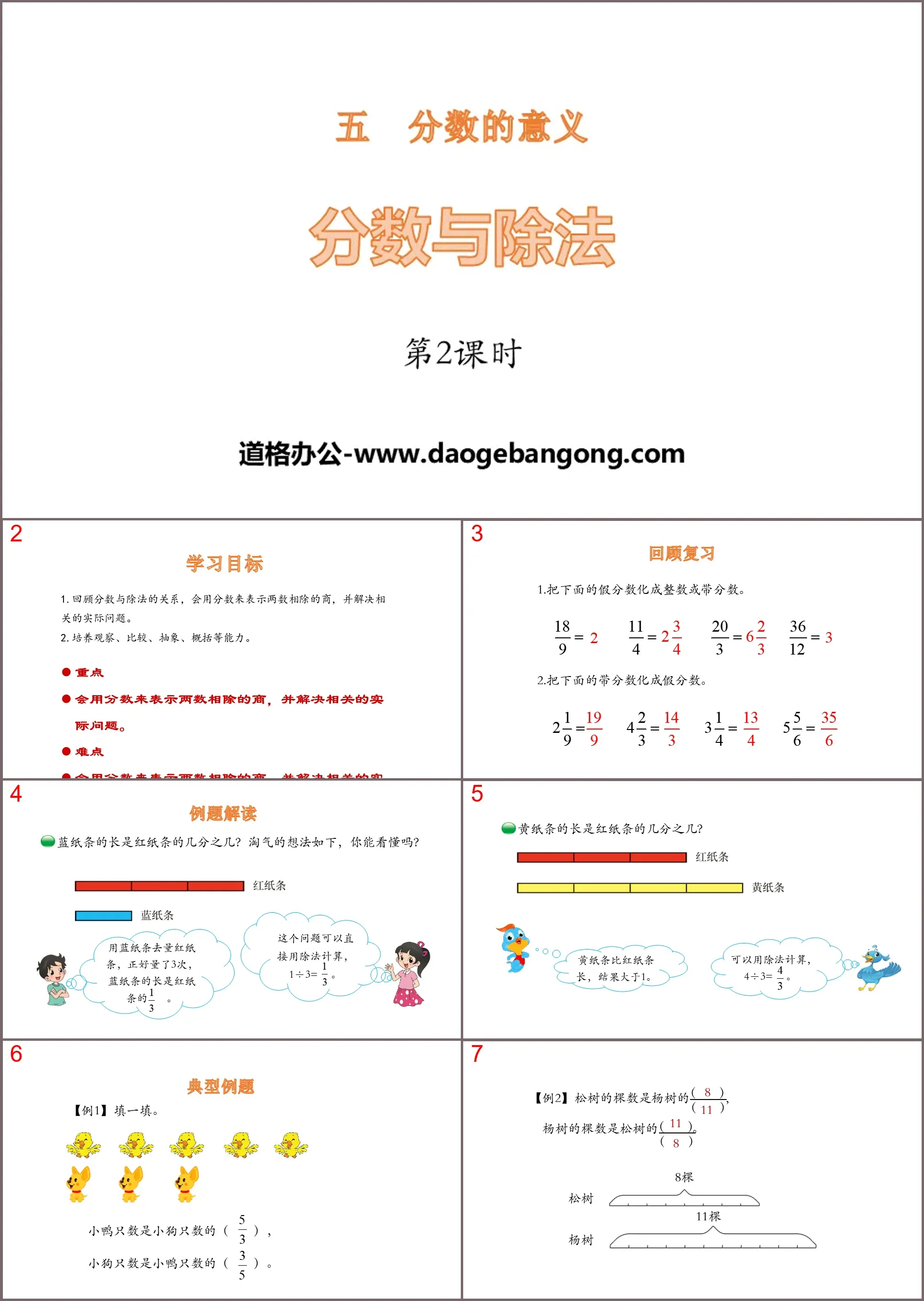 "Fractions and Division" PPT courseware on the meaning of fractions (Lesson 2)