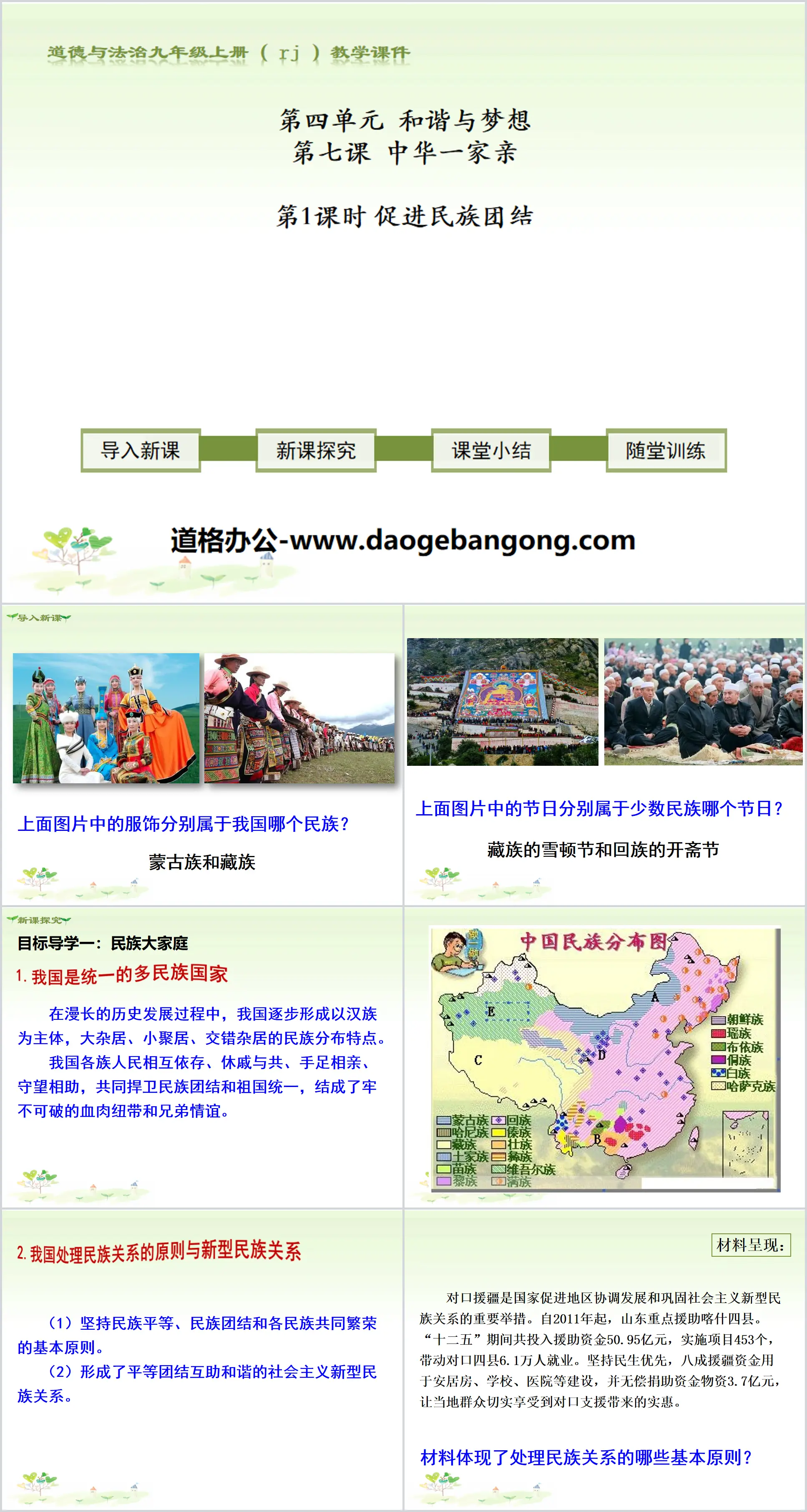 "Promoting National Unity" Chinese Family PPT Courseware