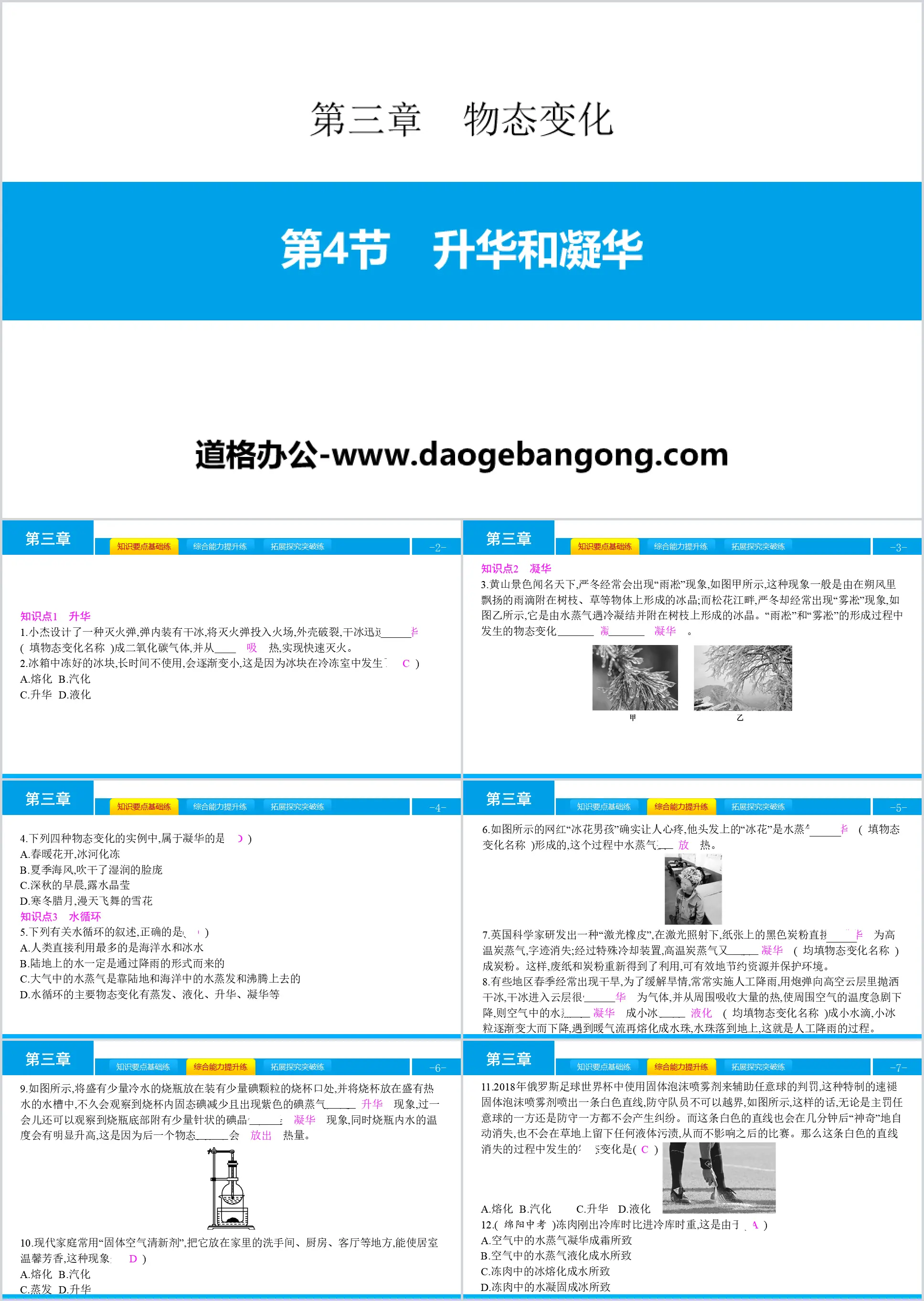 Didacticiel pédagogique PPT "Sublimation et sublimation" sur les changements d'états physiques