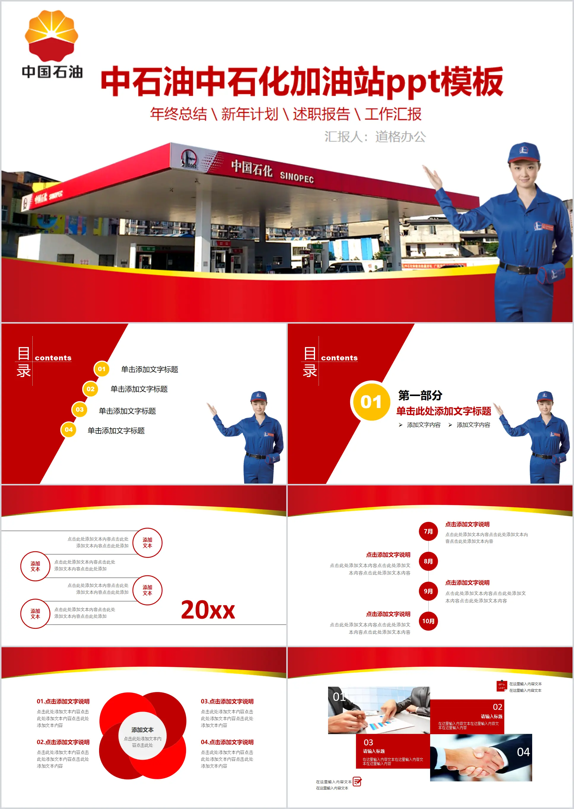 Sinopec gas station work summary report PPT template