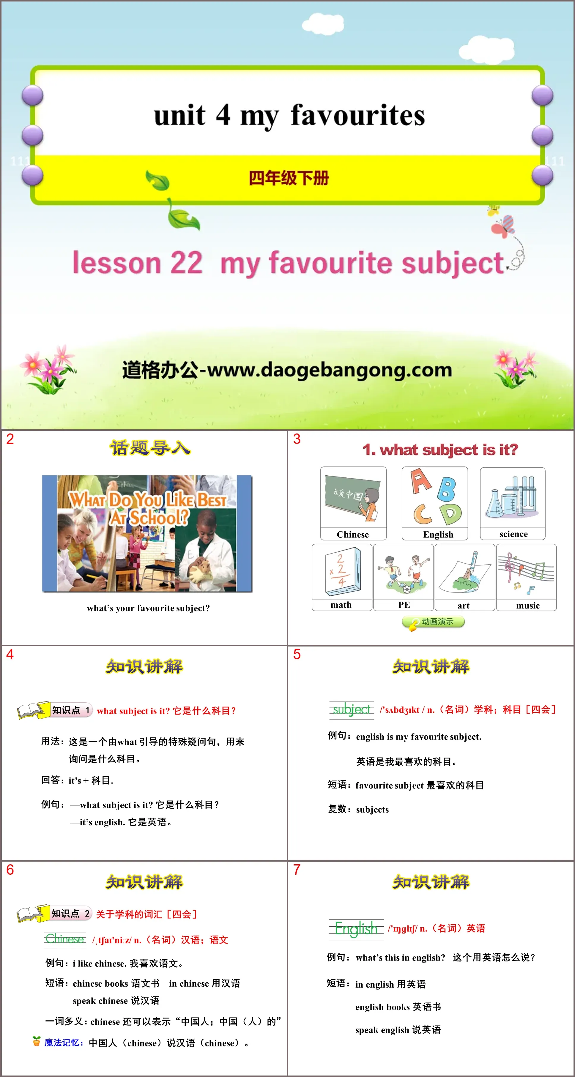 《My Favourite Subject》My Favourites PPT课件