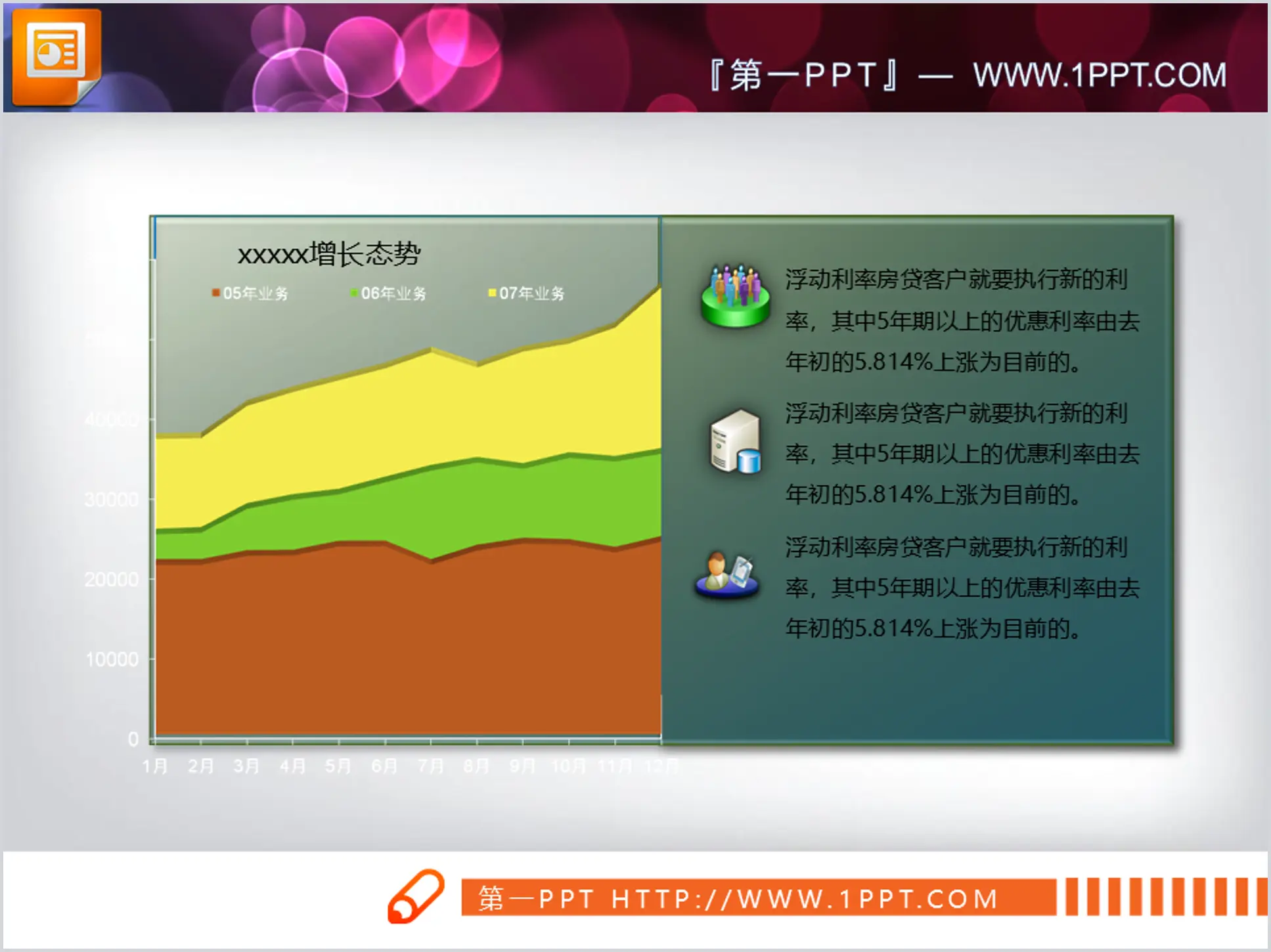 Data analysis line chart PPT material download