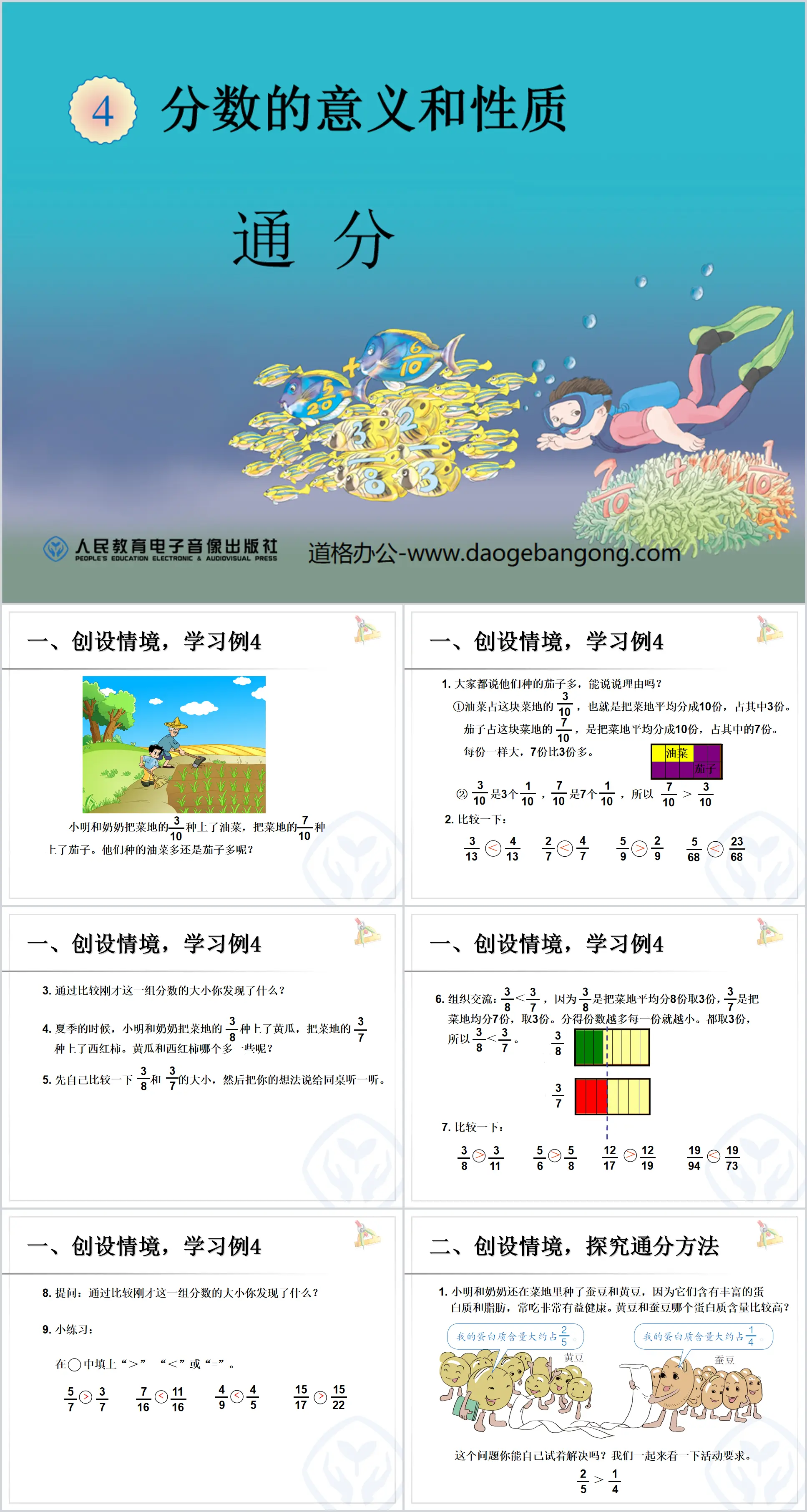 "Tongfen" PPT courseware on the meaning and nature of fractions