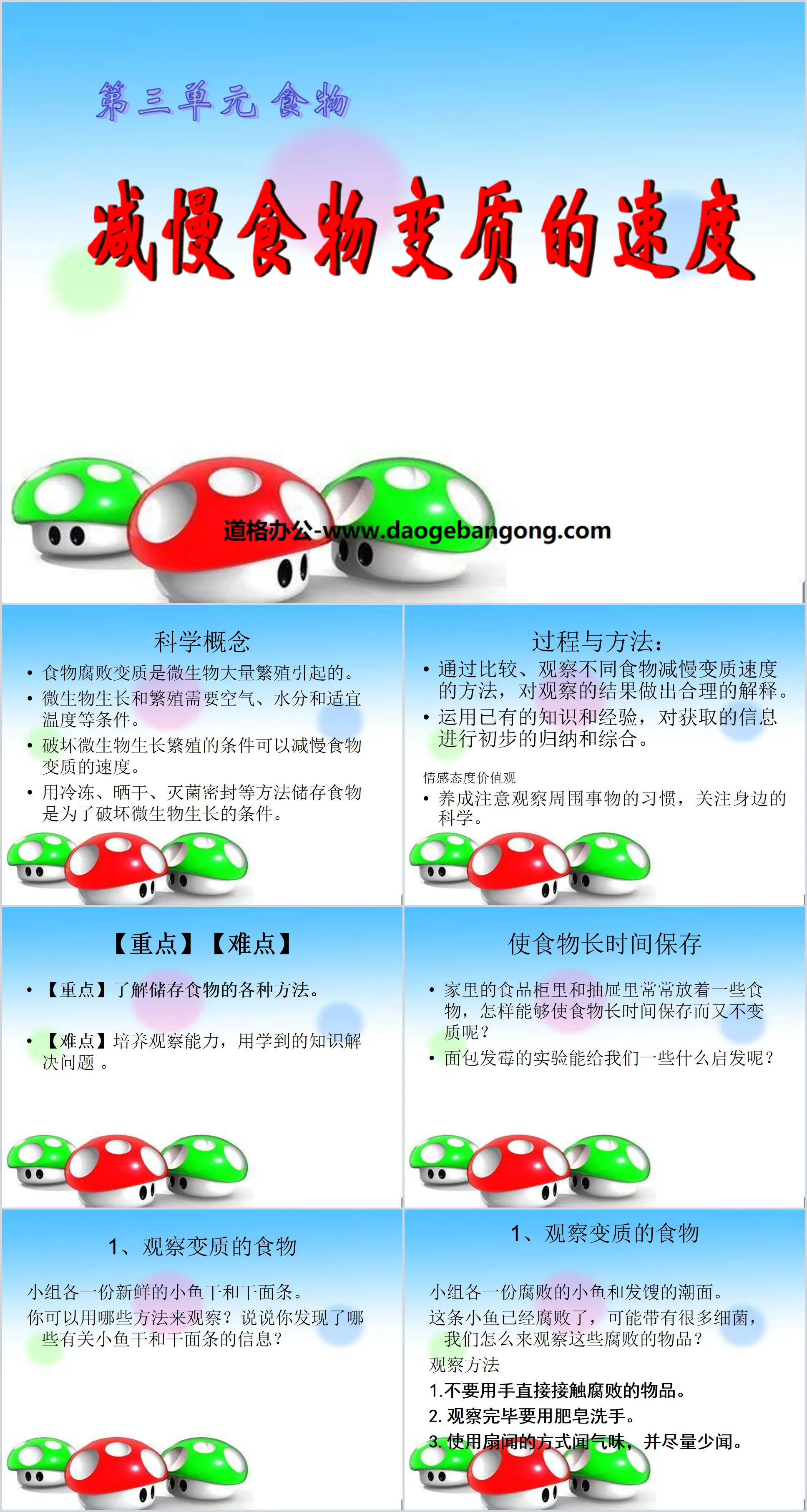 "Slowing down the speed of food spoilage" Food PPT courseware 3