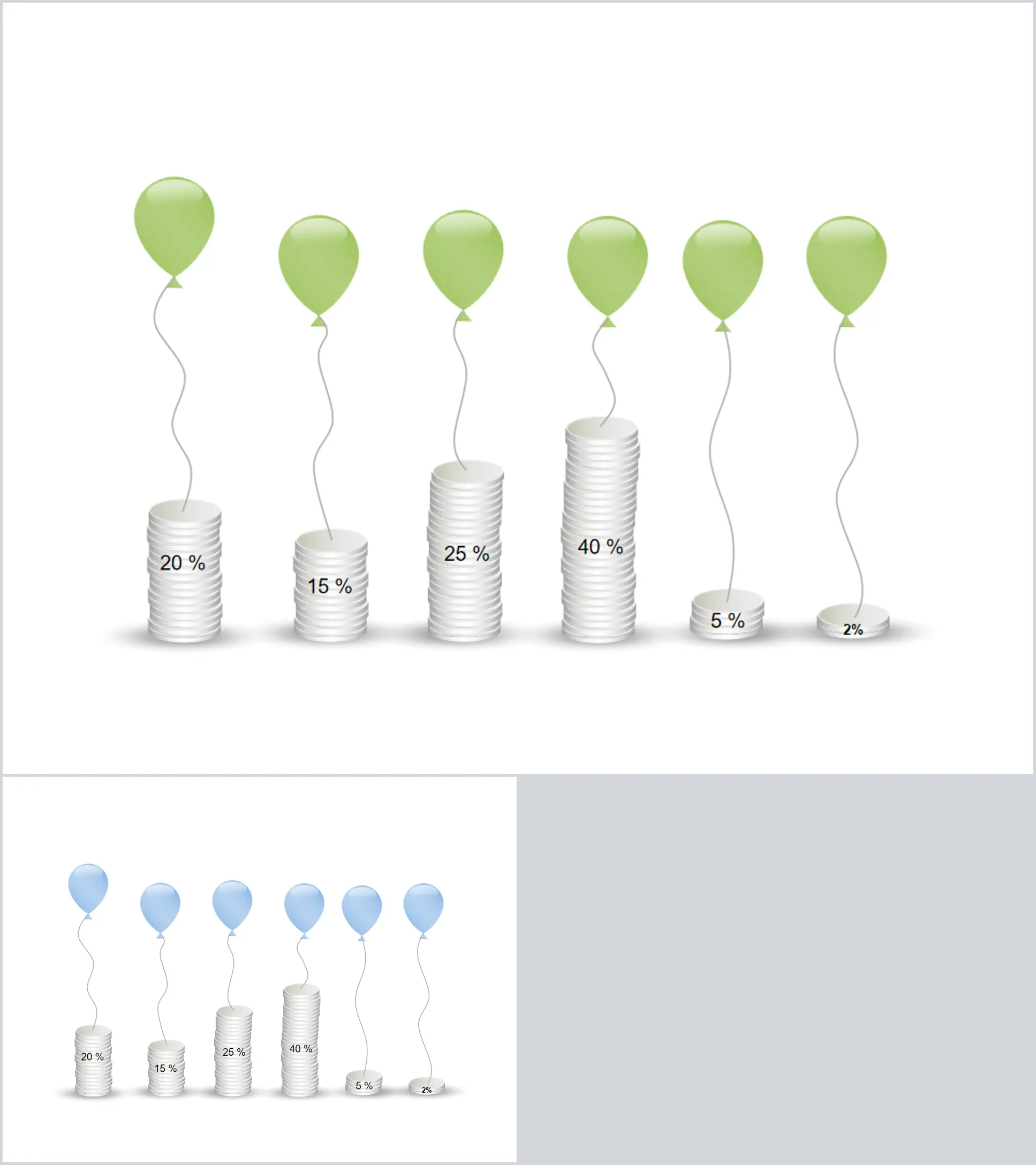 Modèle de diagramme à colonnes PPT avec des pièces empilées