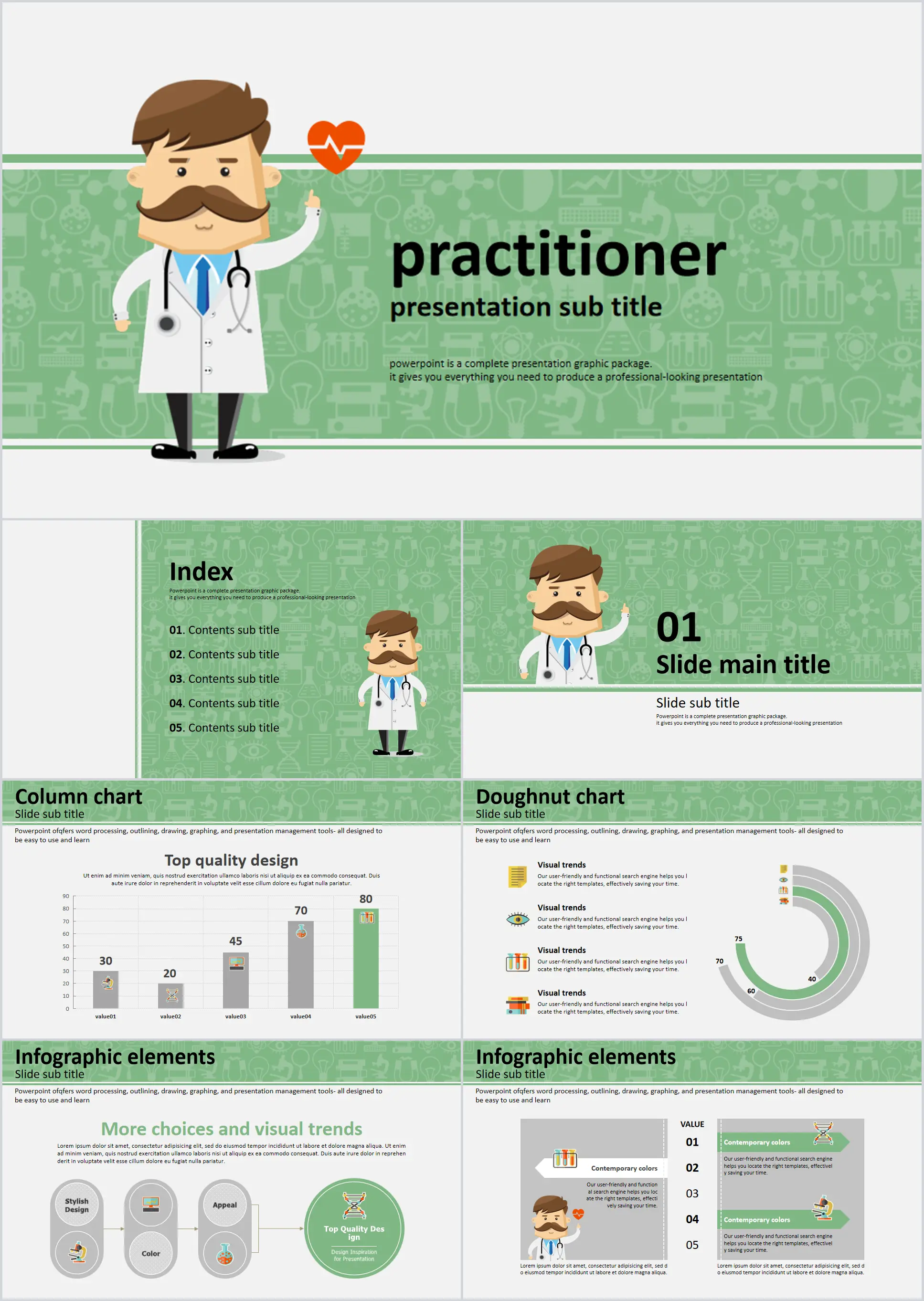 Cartoon doctor medical medical theme PPT template