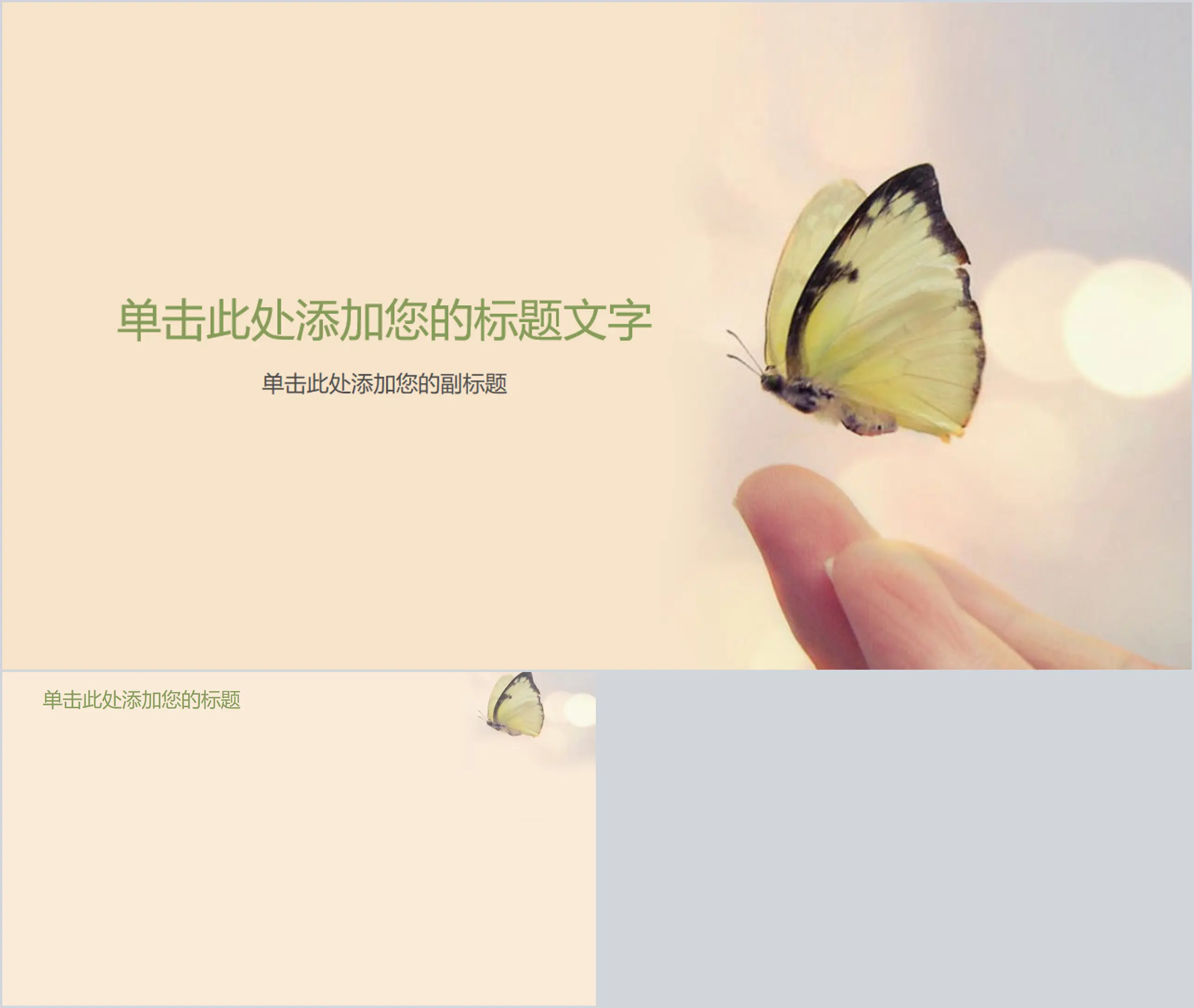 Butterfly on fingertips PPT background picture