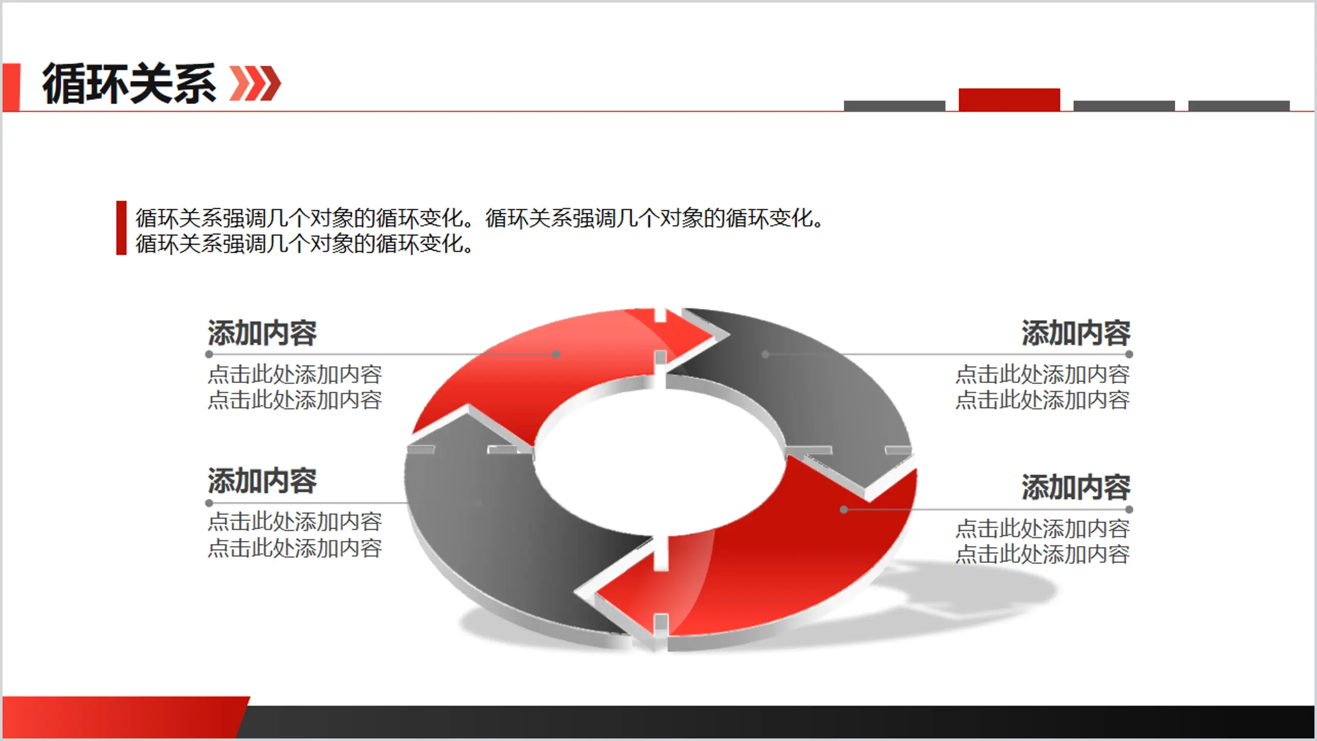 四项圆环循环关系PPT模板