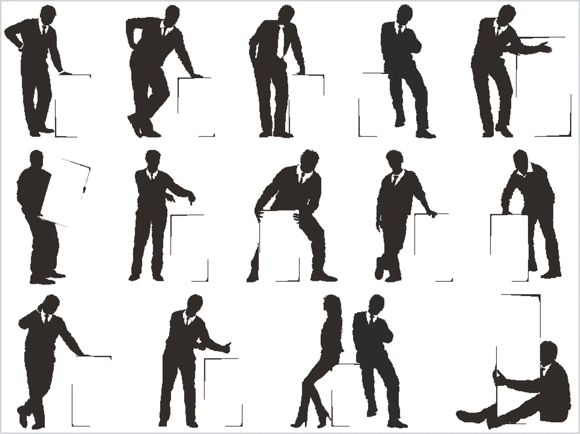 Matériel d'image PPT de silhouettes de personnes et de tableau blanc